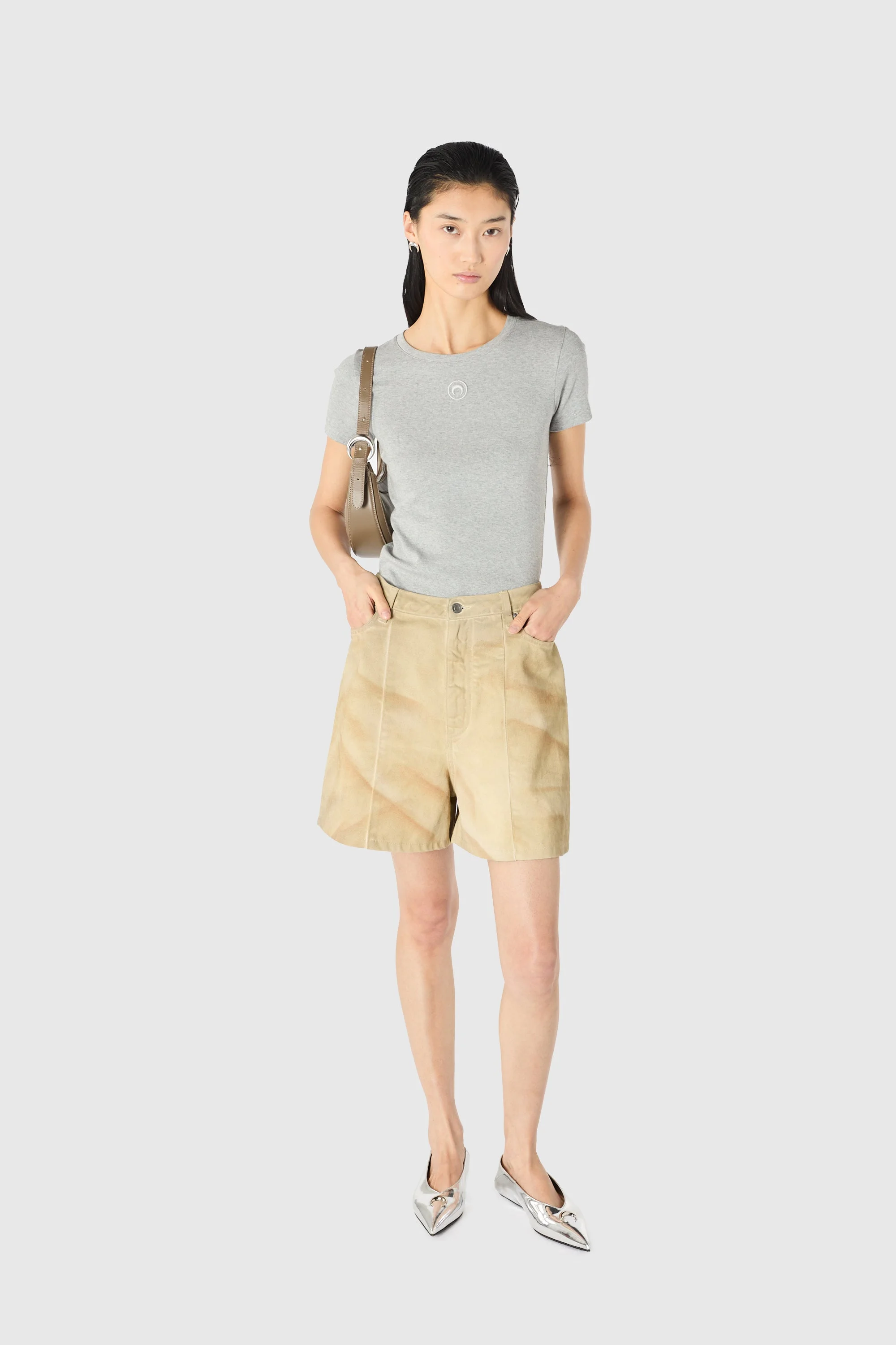 Faded moon denim shorts - 1