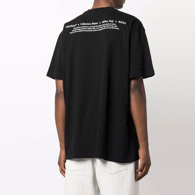 Off-White FW21 Pattern Alphabet Printing Round Neck Short Sleeve Loose Fit Black OMAA038F21JER005108 - 3