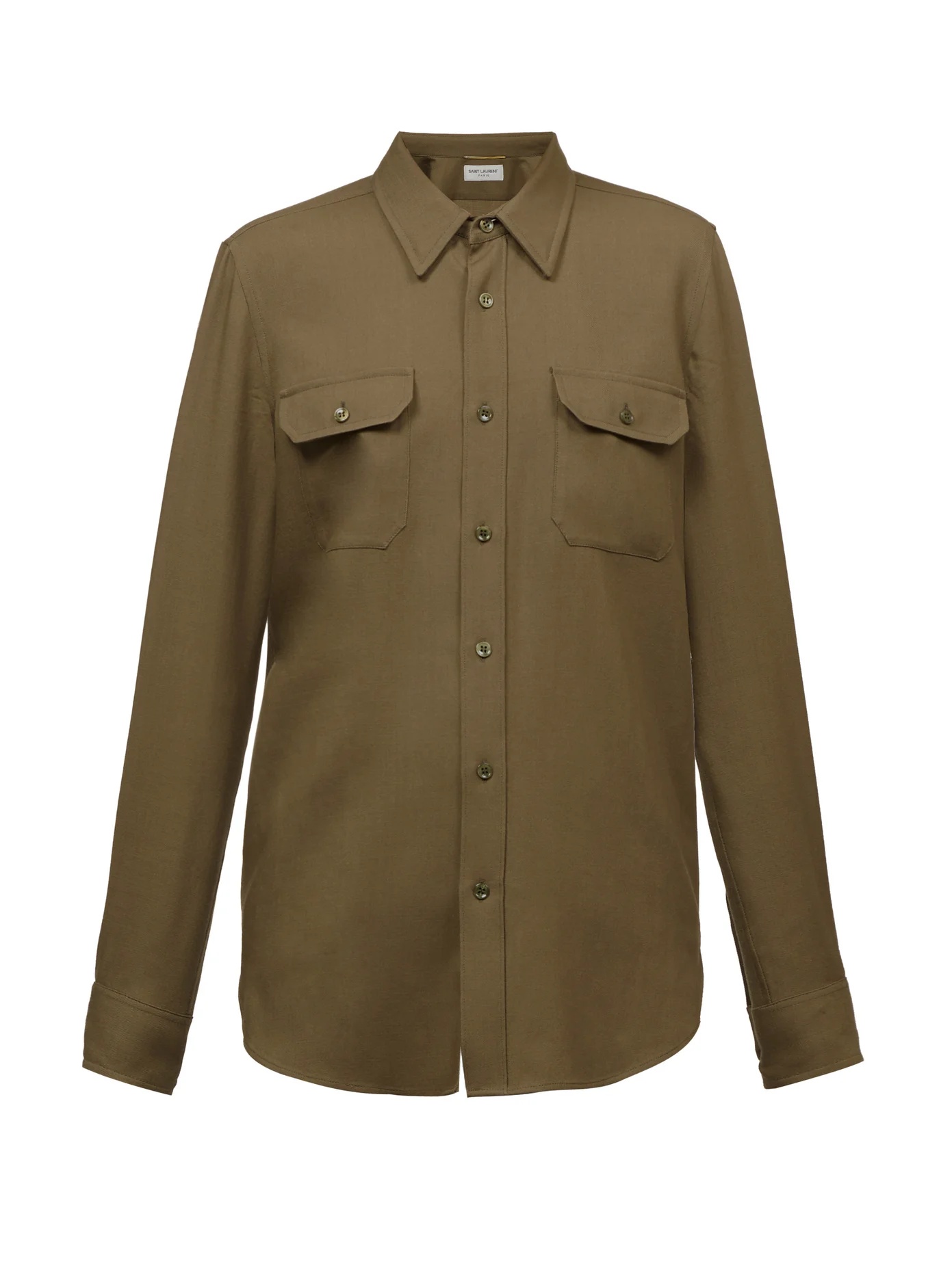 Cargo-pocket wool-twill shirt - 1