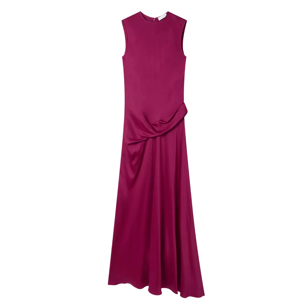 Draped Satin Gown - 1