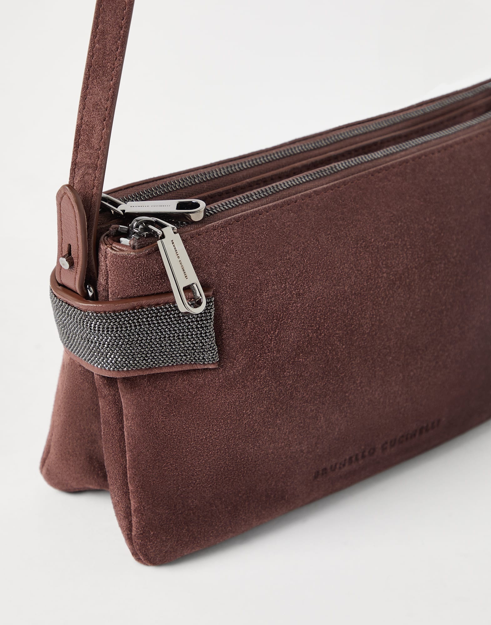 Essence mini shoulder bag in suede with precious bands - 3
