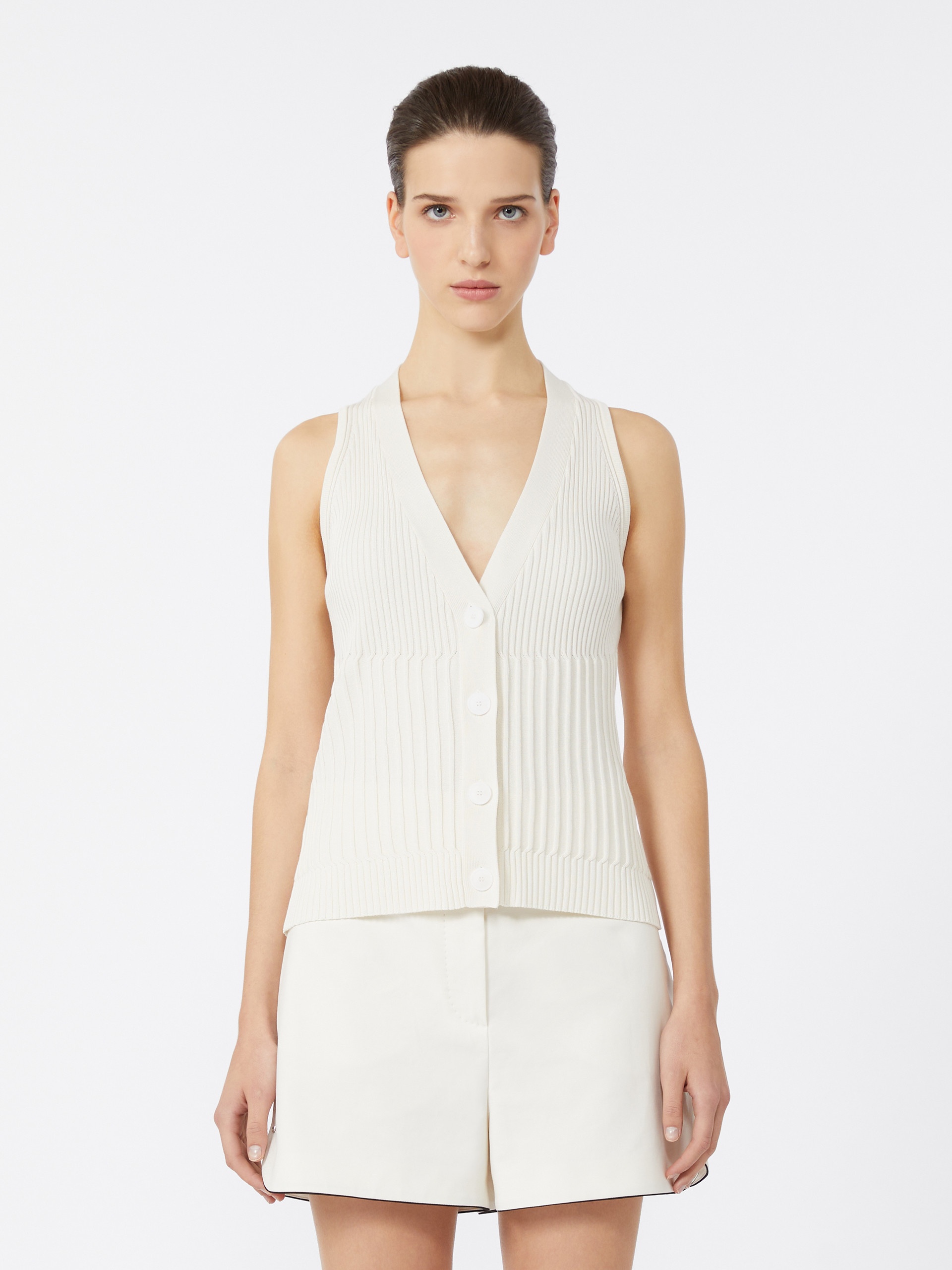 BIMBA Cotton yarn and viscose crepe gilet - 3