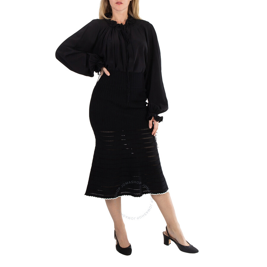 Victoria Beckham Black Flared Midi Knit Skirt - 2