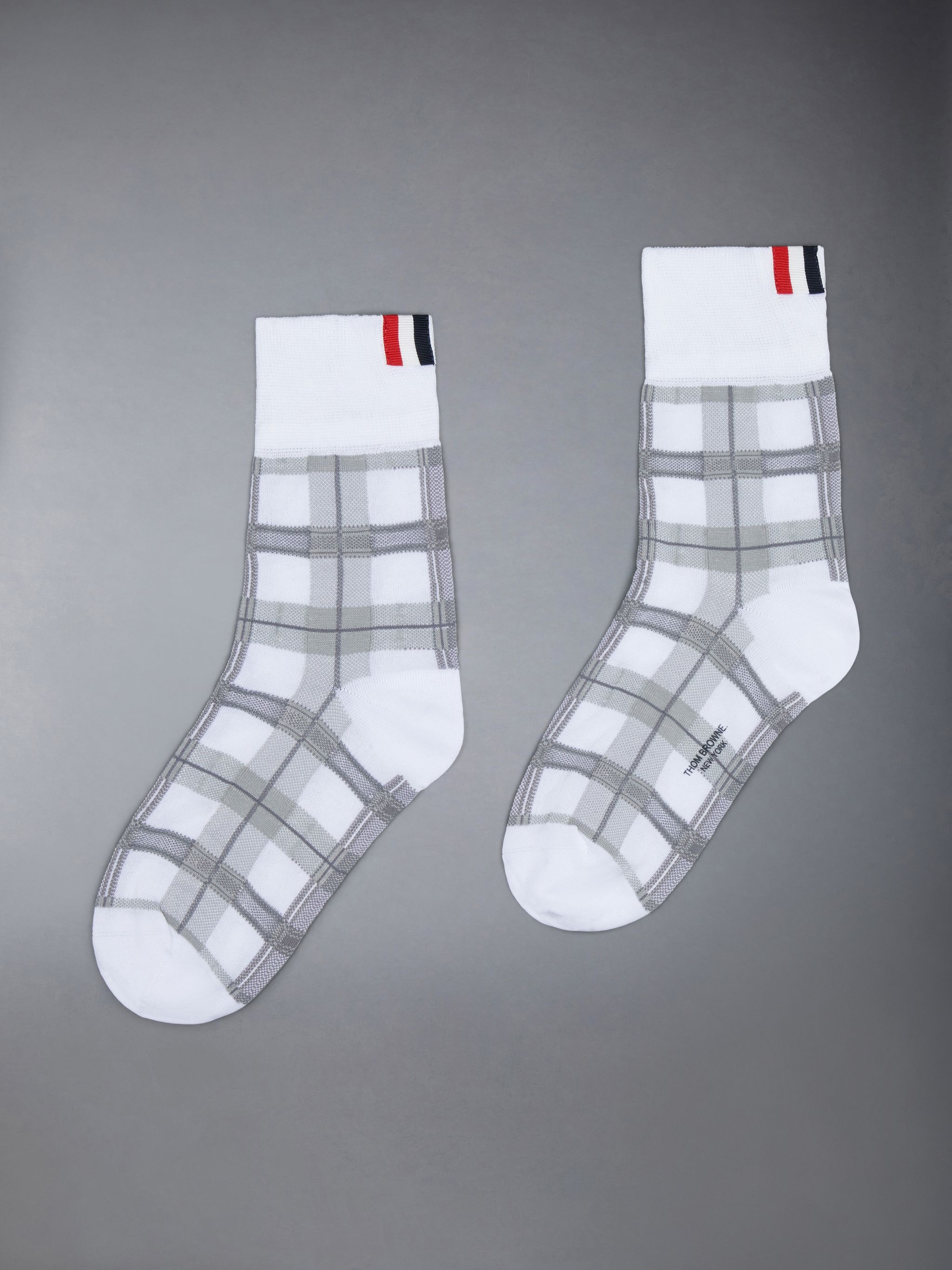 check-jacquard cotton socks - 1