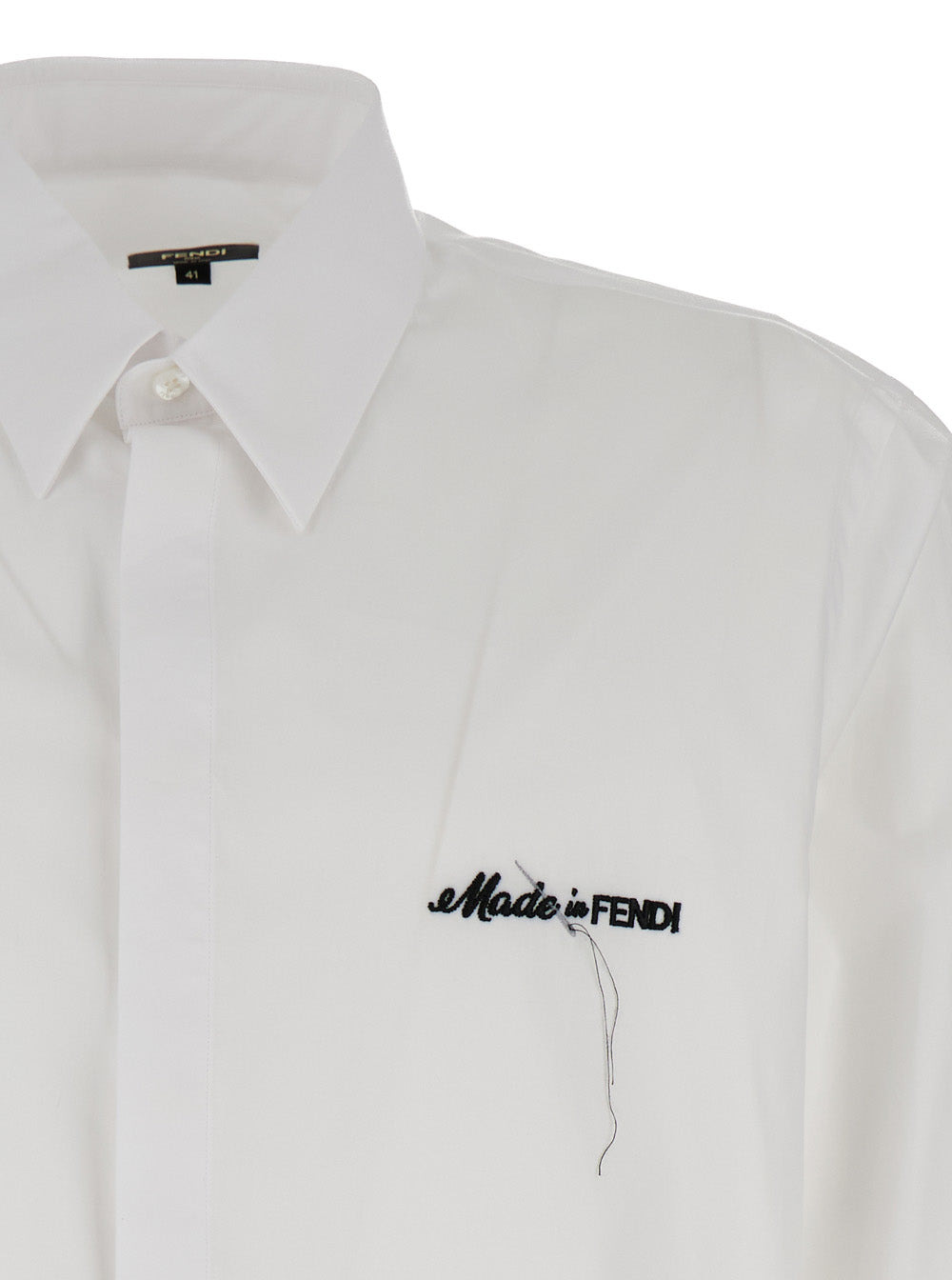 Fendi Men White Lettering Embroidered Shirt In Cotton Man - 3