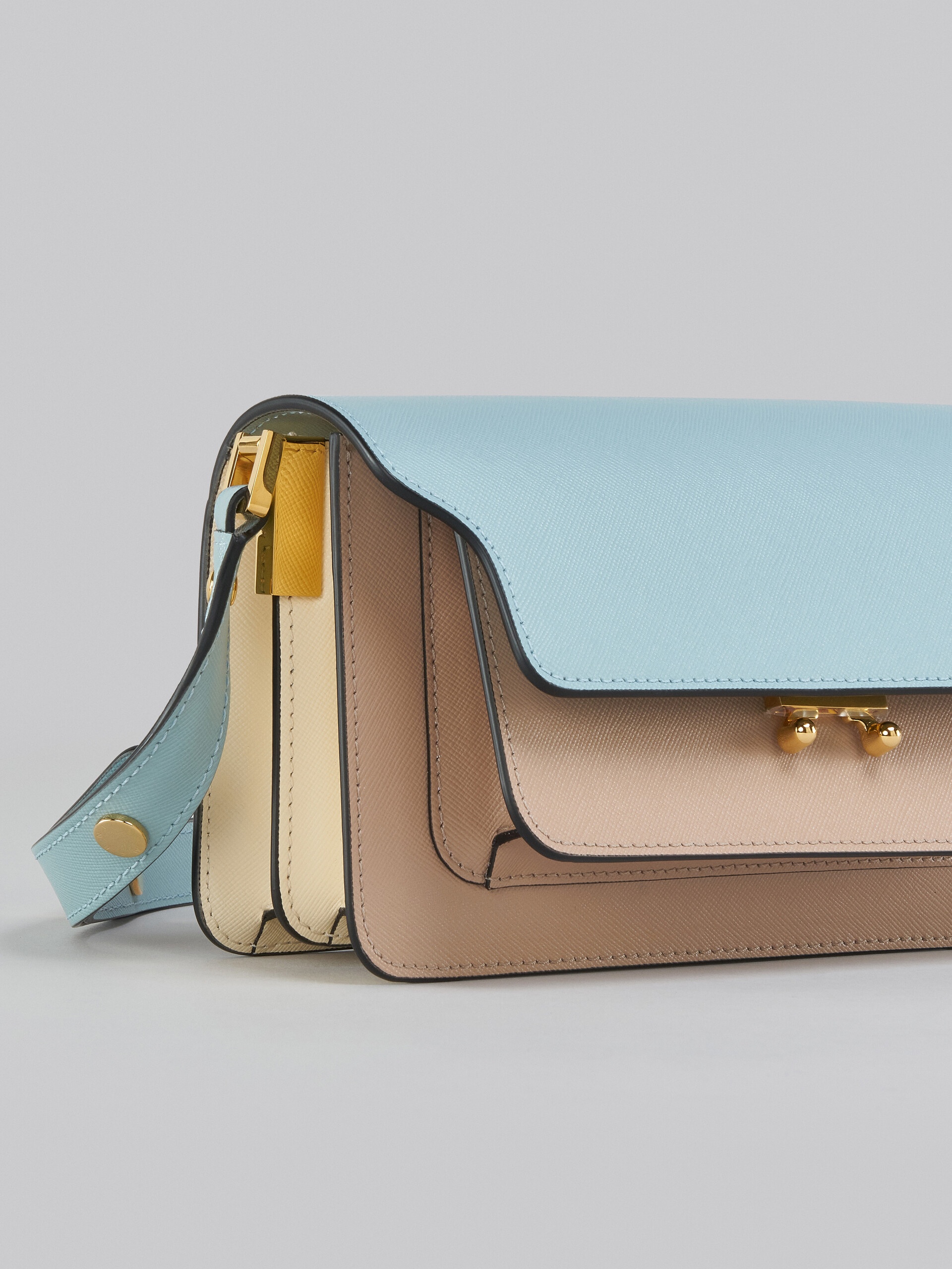 TRUNK BAG E/W IN LIGHT BLUE AND BEIGE SAFFIANO LEATHER - 5