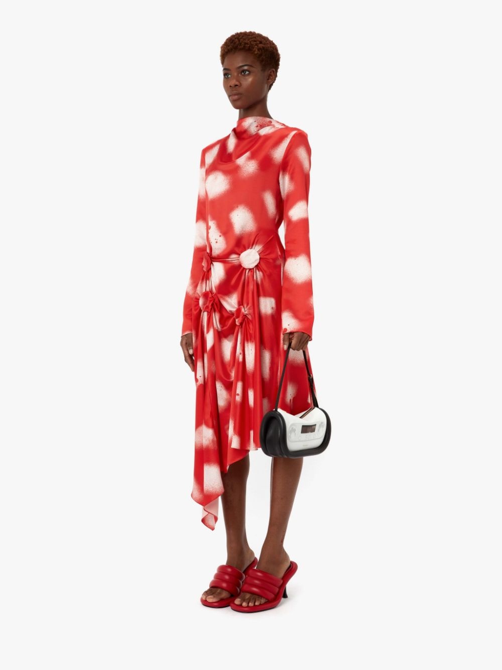 LONG SLEEVE TWISTED DRAPED DRESS - 3