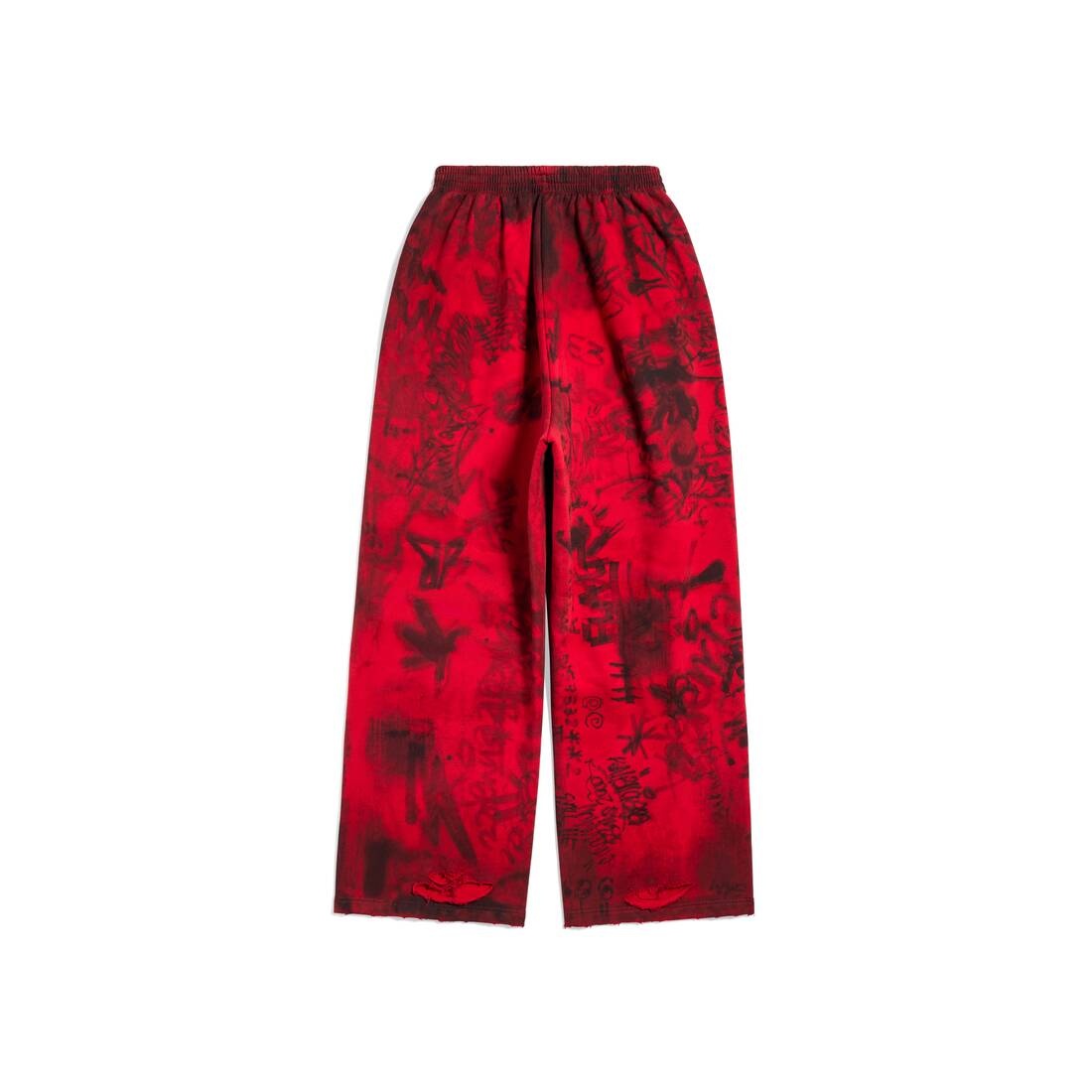 Soccer Baggy Sweatpants in Red/white