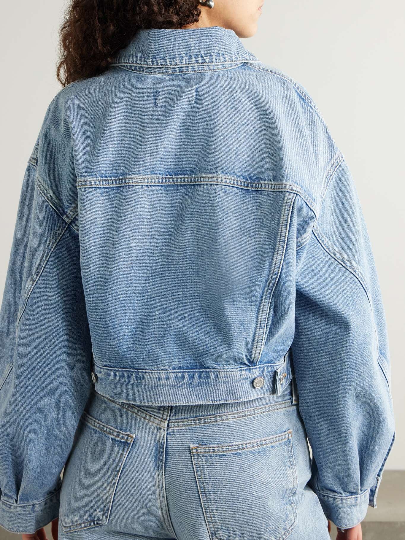 Palmer cropped recycled-denim jacket Light denim - 4
