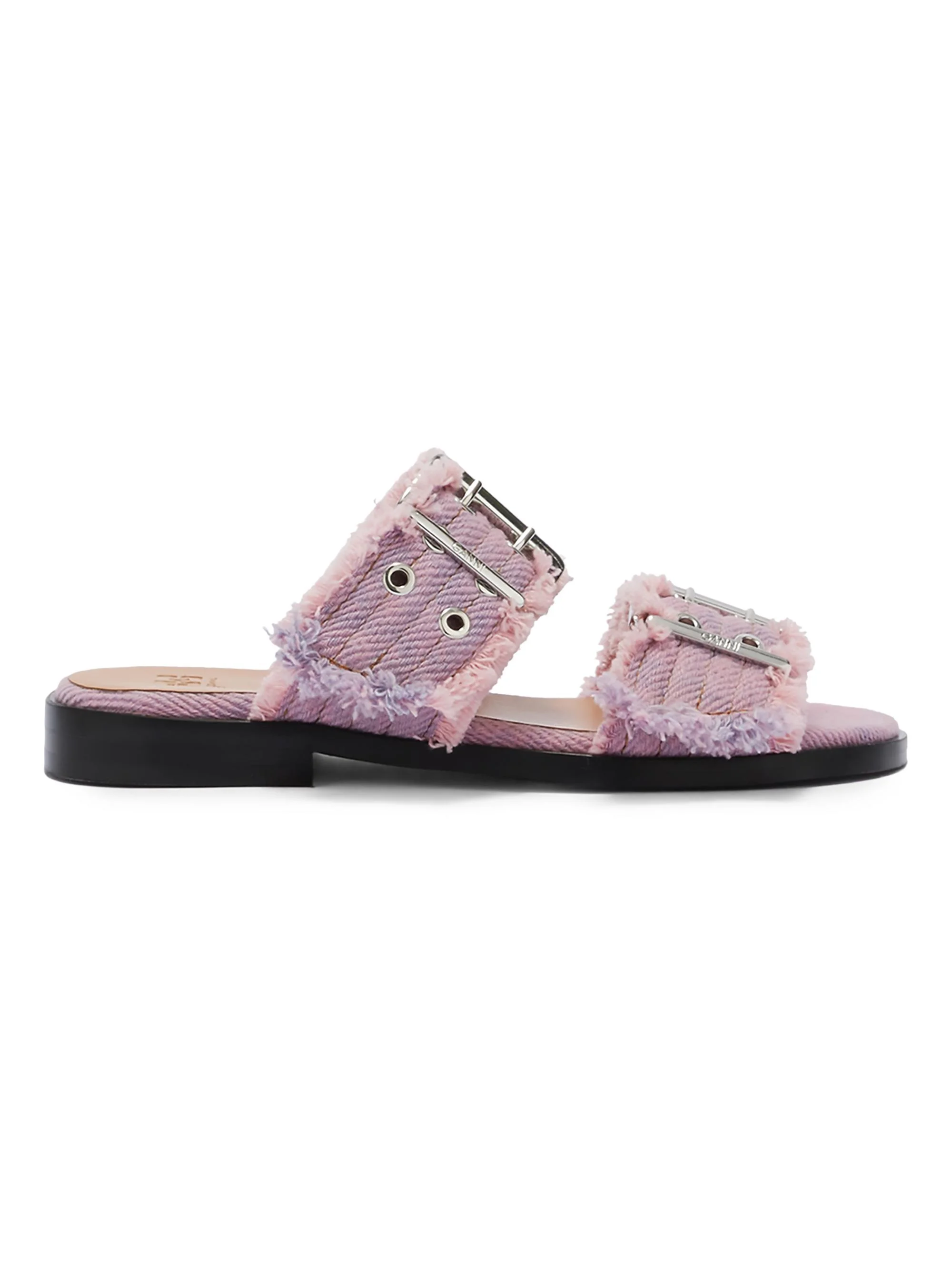 Women's Feminine Fringed Denim Sandals - Cameo Pink - 1