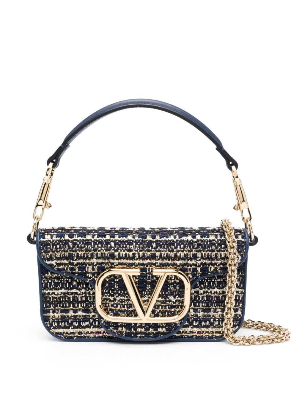 Valentino Loco Toile Iconographe Shoulder Bag in Blue and White