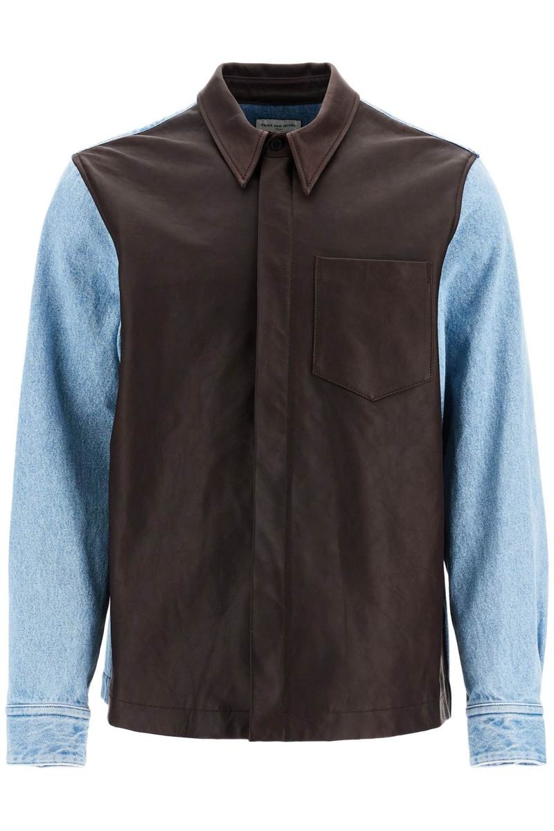 Dries Van Noten Denim And Leather Shirt - 1