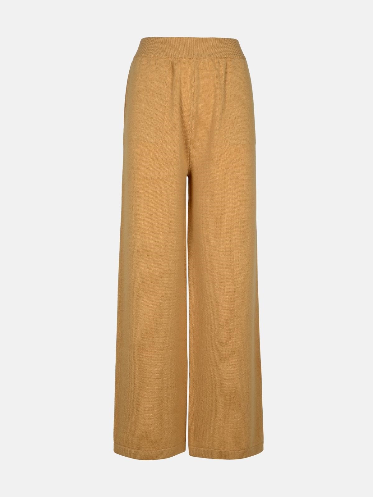 BEIGE CASHMERE BLEND TROUSERS - 1