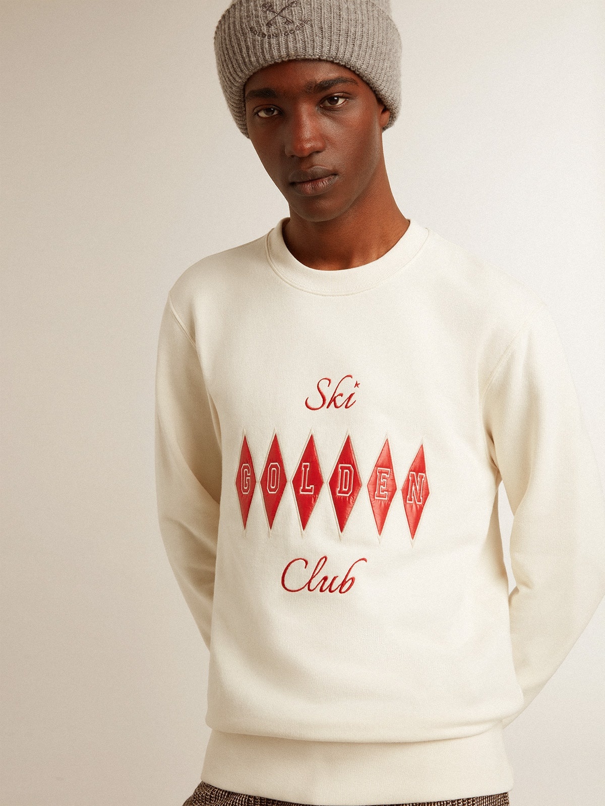 Men's cotton crew-neck sweatshirt with embroidered lettering - 6