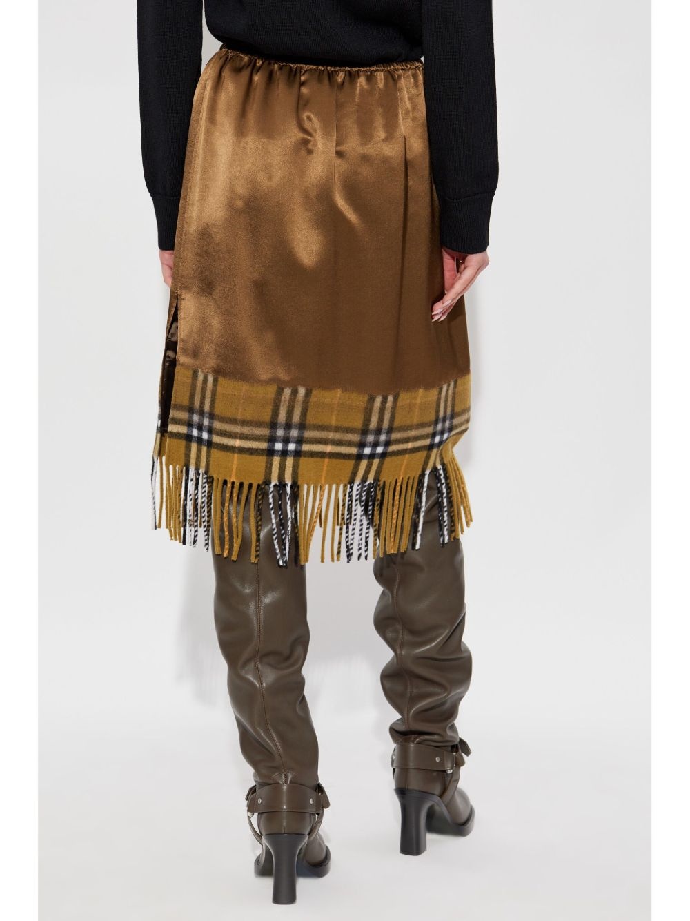satin check scarf skirt - 4
