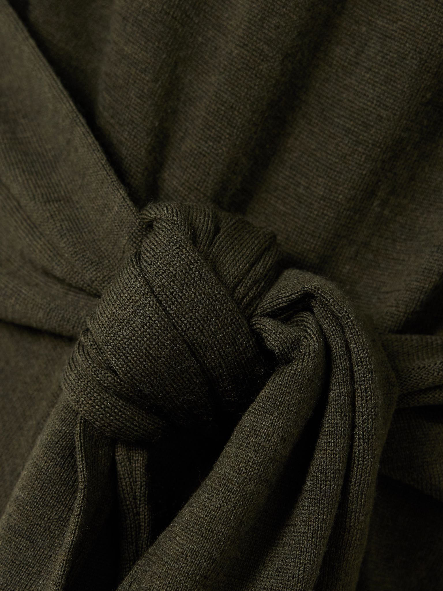 Tie-front layered wool sweater Army green - 4