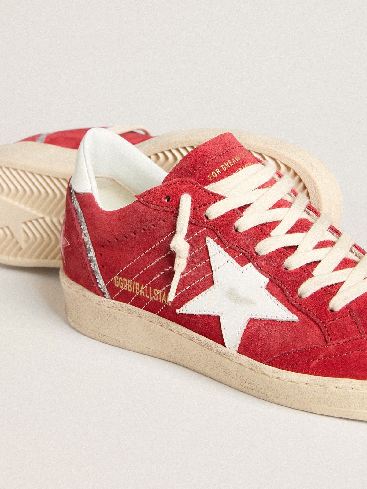 Ball Star in red suede with white leather star and heel tab - 3