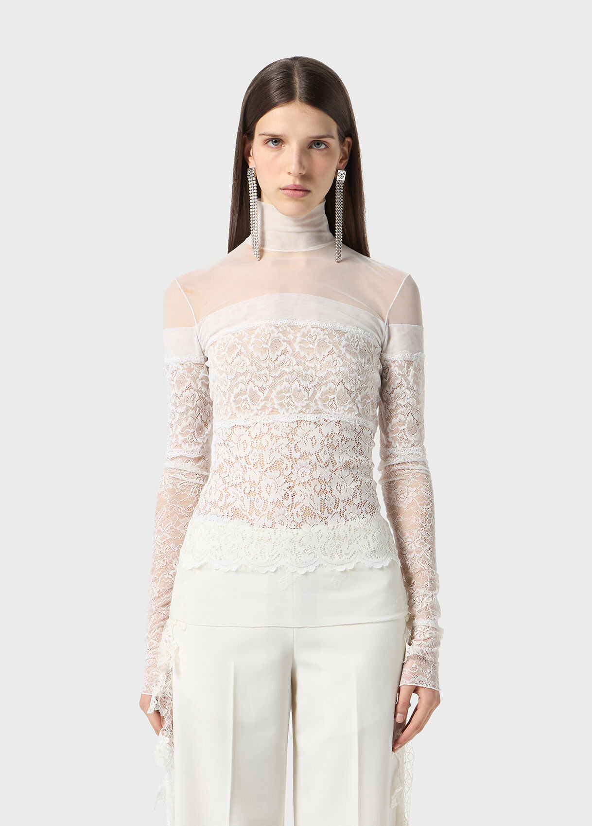 TULLE BLOUSE WITH SCALLOPED LACE - 2