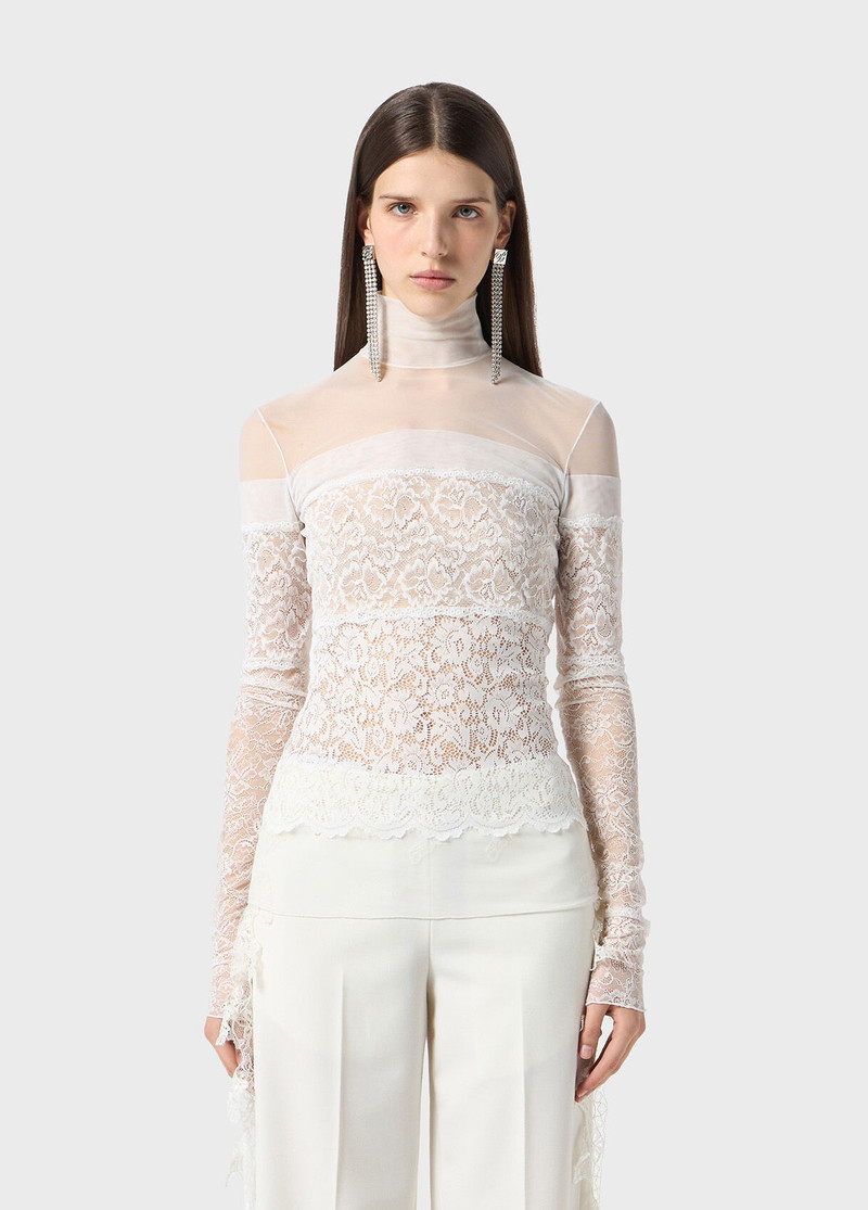 Blumarine TULLE BLOUSE WITH SCALLOPED LACE outlook