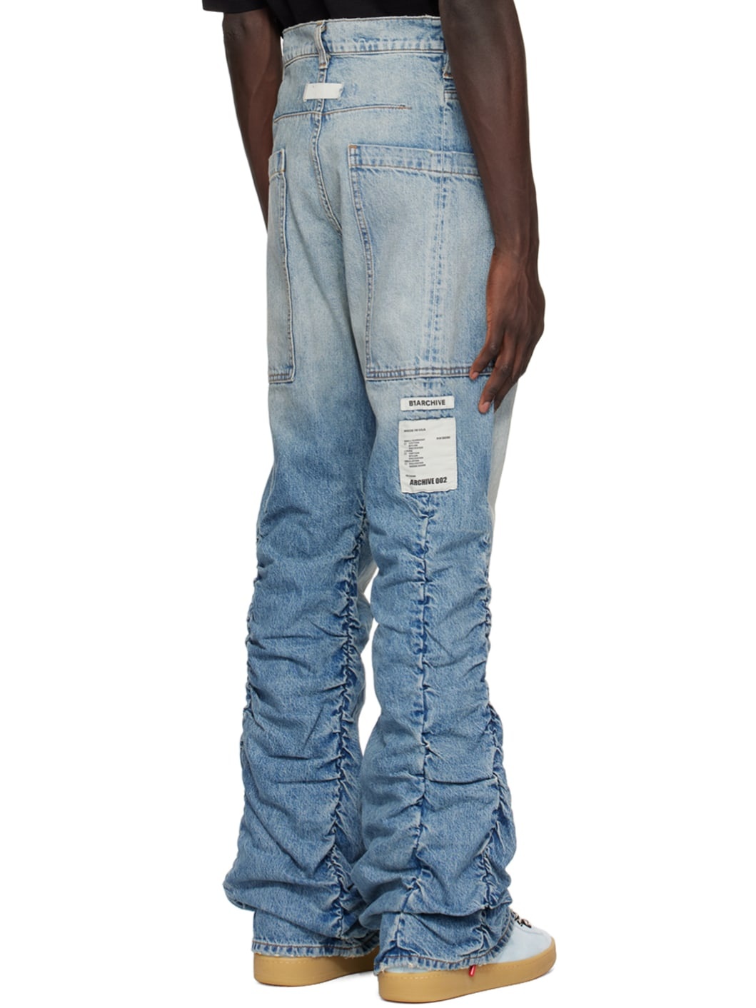 Blue Shirred Kickflare Jeans - 3