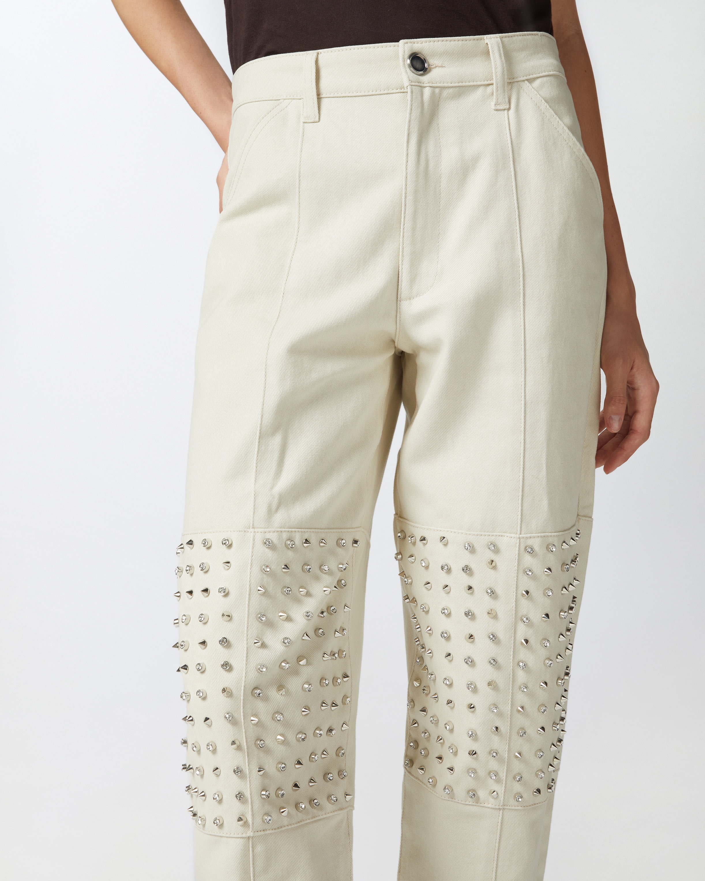 COTTON BULL TROUSERS WITH POINTED STUDS - 5