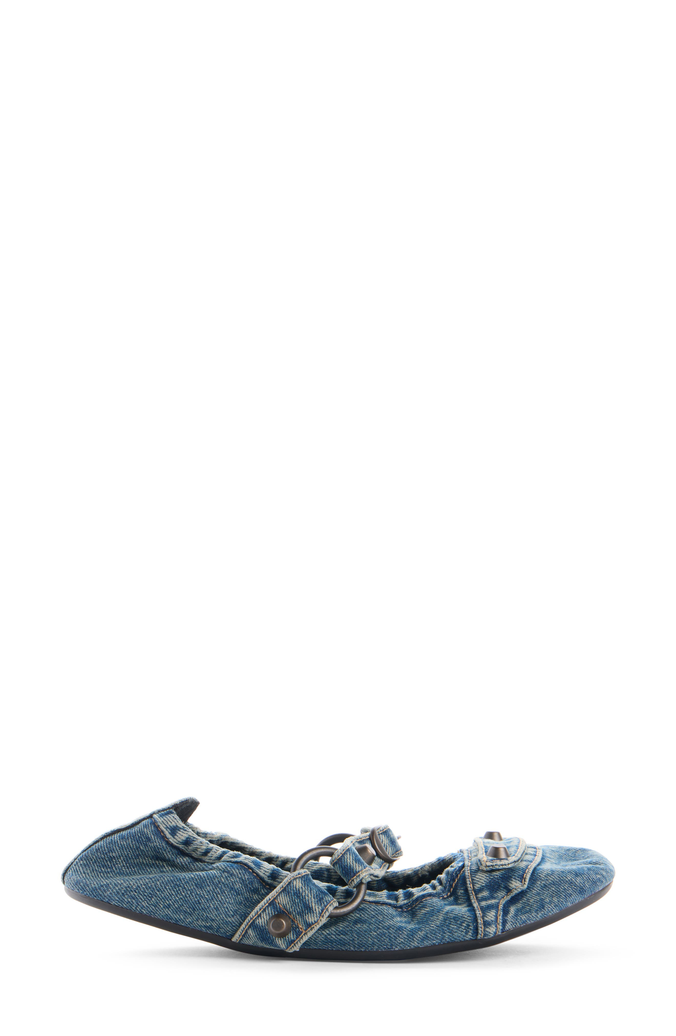 Balenciaga City Denim Mary Jane Flat in Blue/Brass Denim at Nordstrom - 3