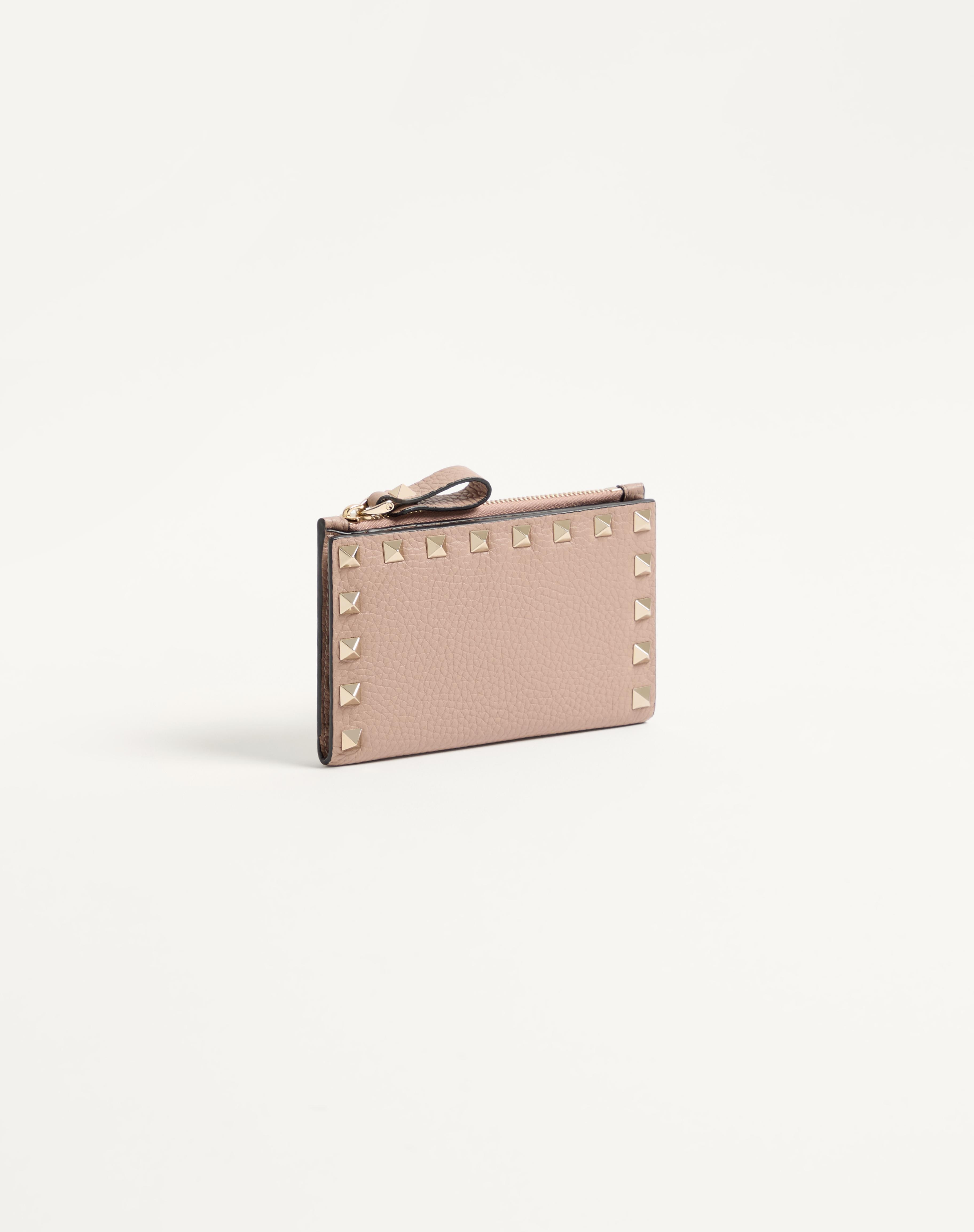 ROCKSTUD GRAINY CALFSKIN CARDHOLDER WITH ZIPPER - 4