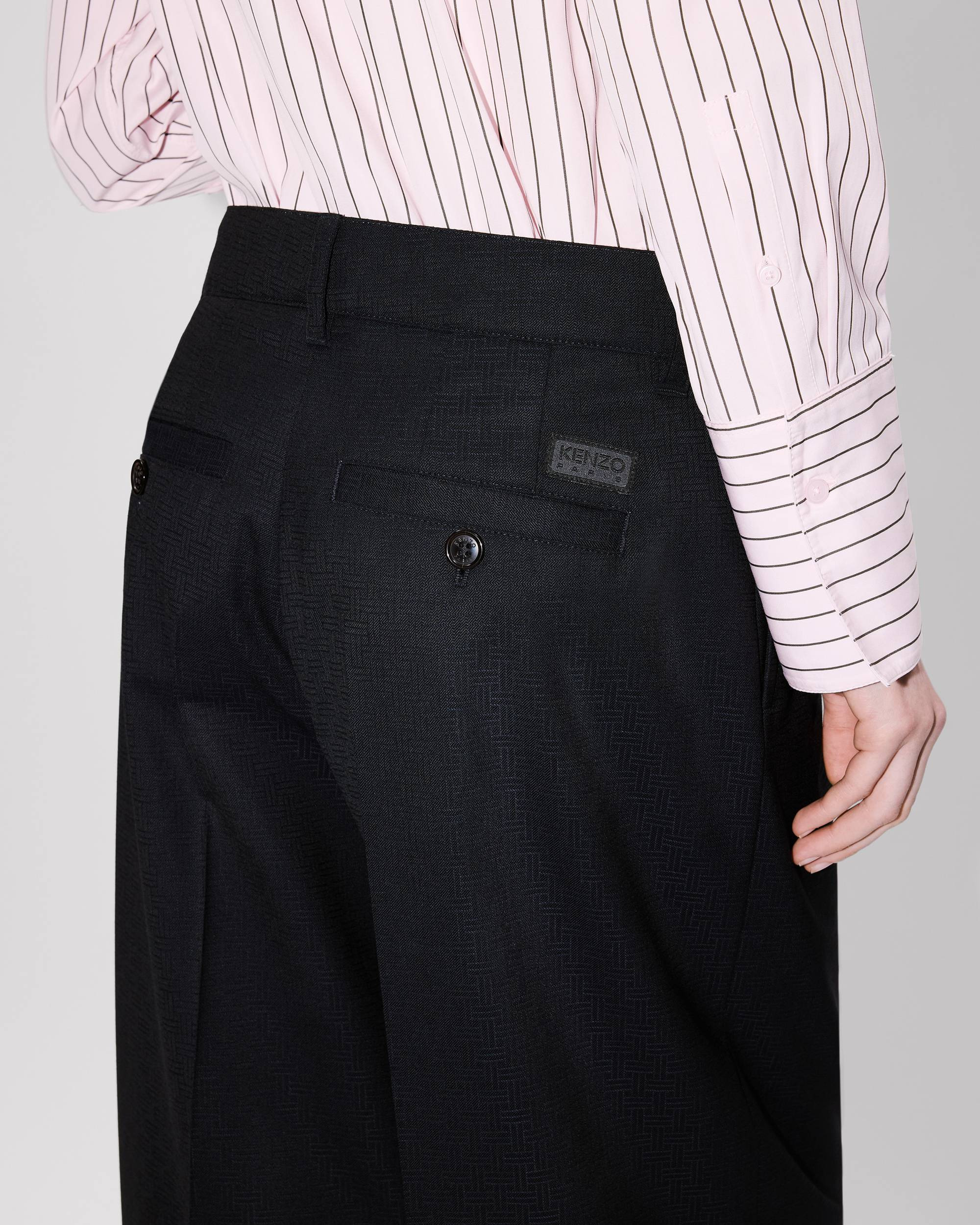 'KENZO Weave' wide leg pants in wool jacquard - 7