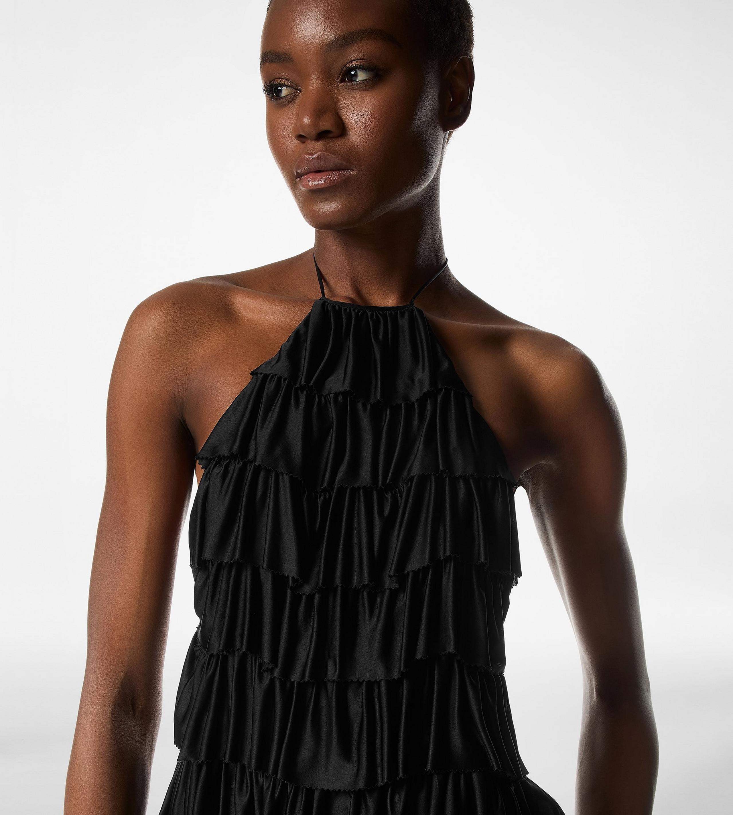 LUSTROUS JERSEY RUFFLED COCKTAIL DRESS - 2