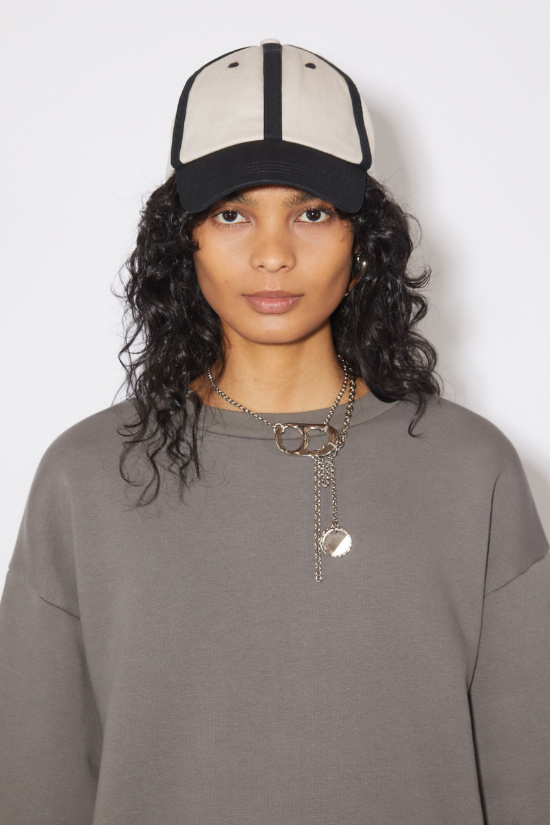 Acne Studios Cotton baseball cap - Black/white outlook