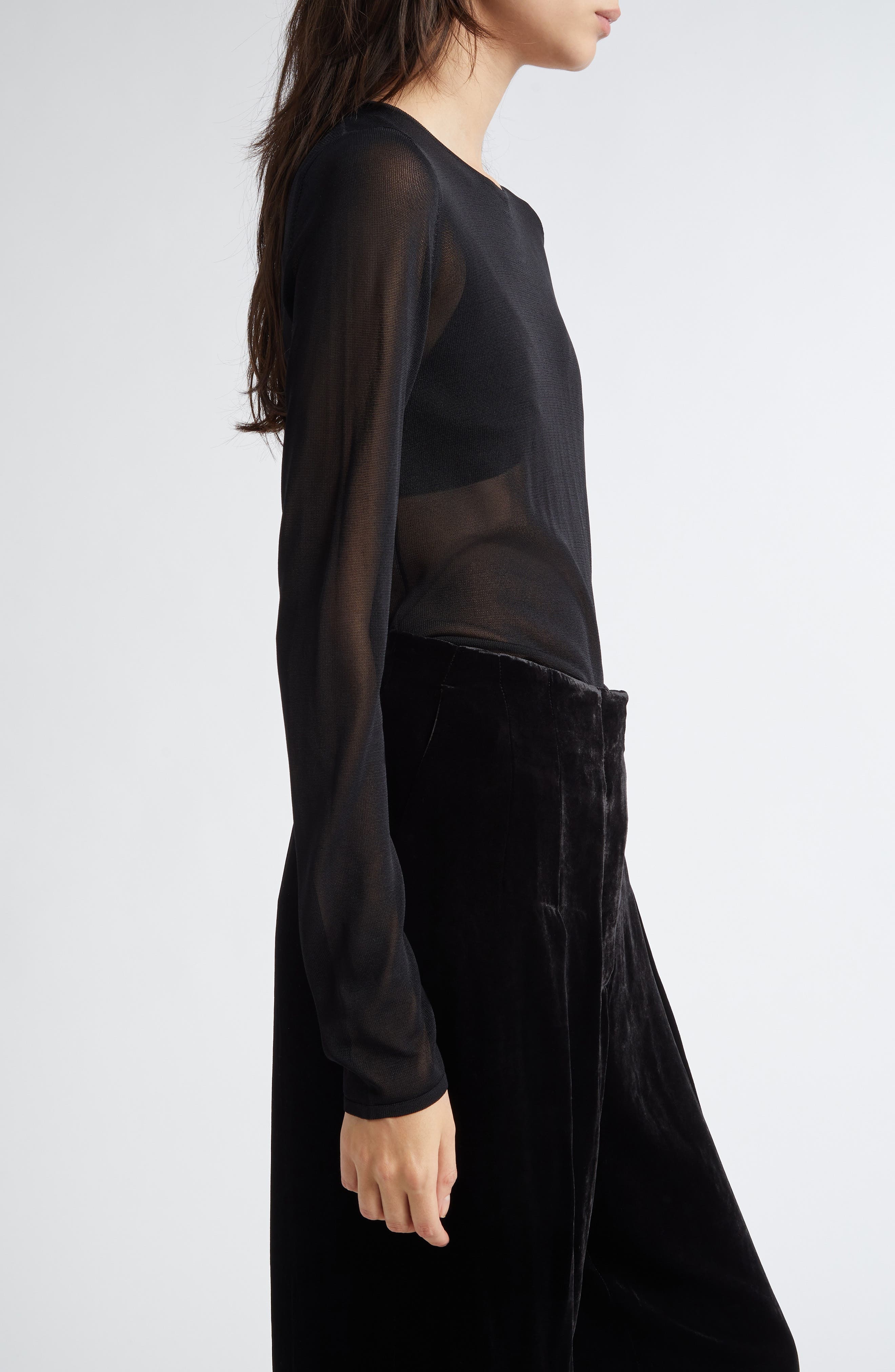 Golden Goose Journey Sheer Knit Top in Black at Nordstrom - 4