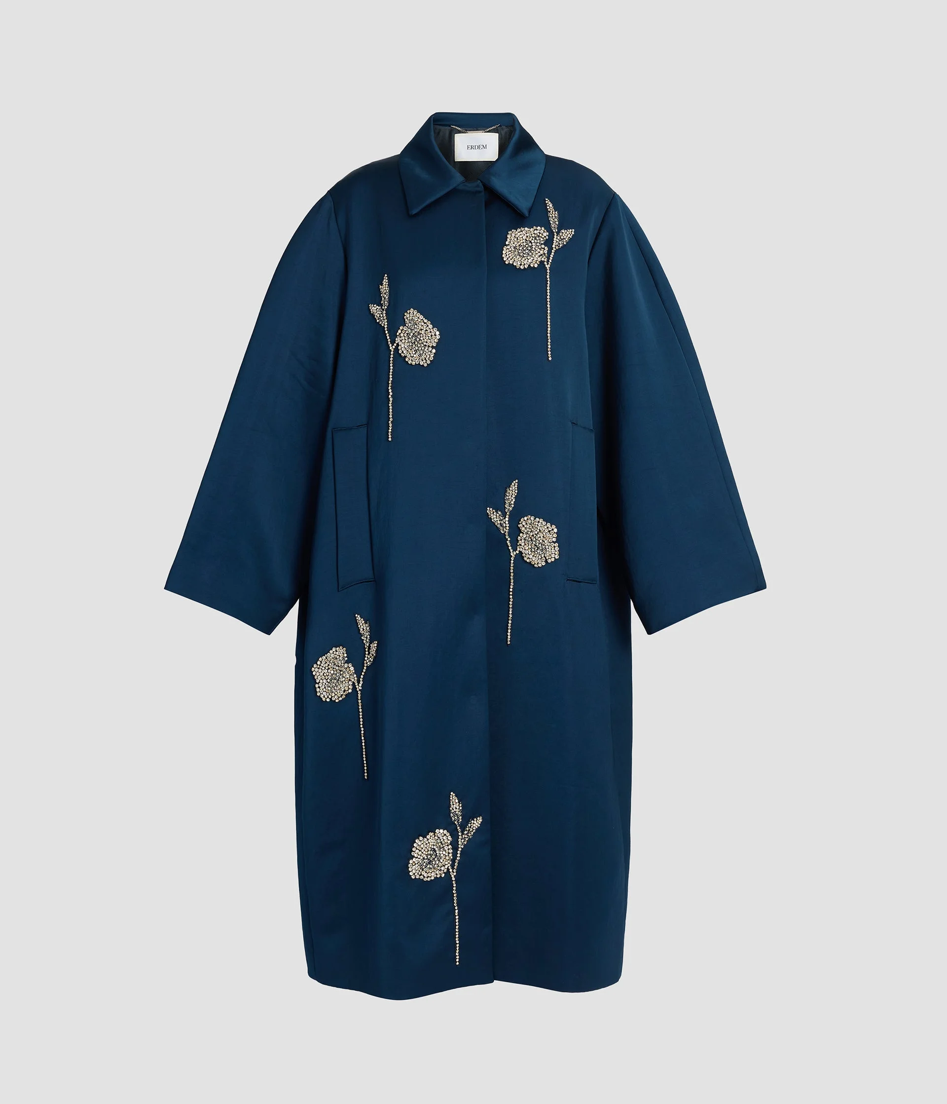 EMBROIDERED HEAVY SATIN COAT - 1