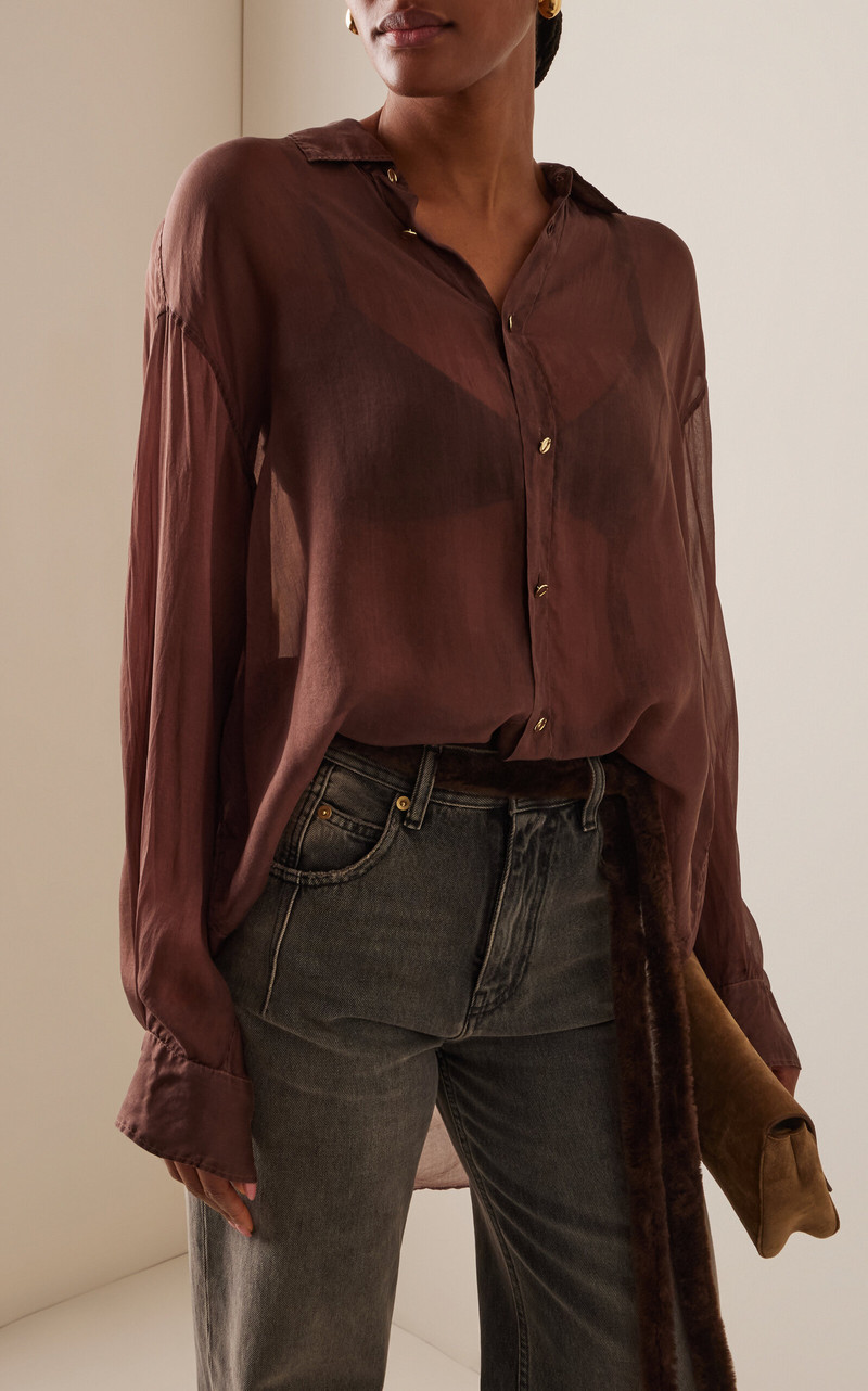 DARKPARK Keanu Silk-Organza Shirt brown outlook