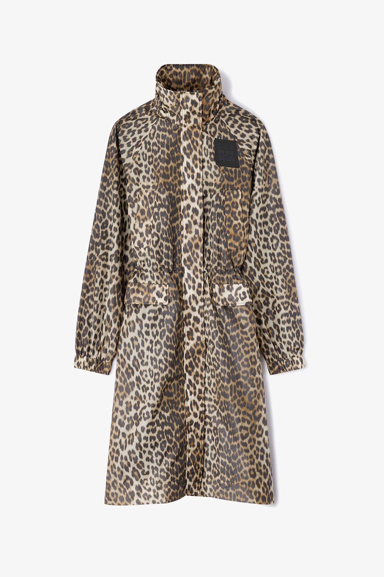 LEOPARD NYLON PARKA COAT - 1