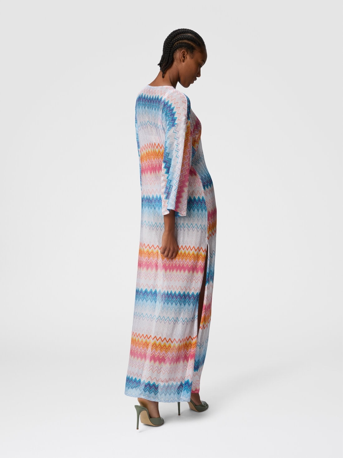 Long cover-up in zigzag lamé viscose blend - 3