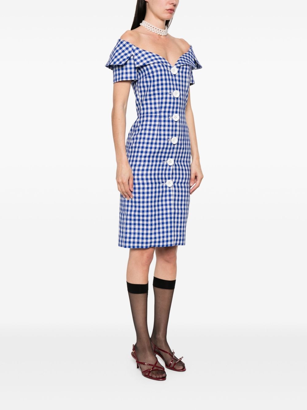 gingham check-print mini dress - 3