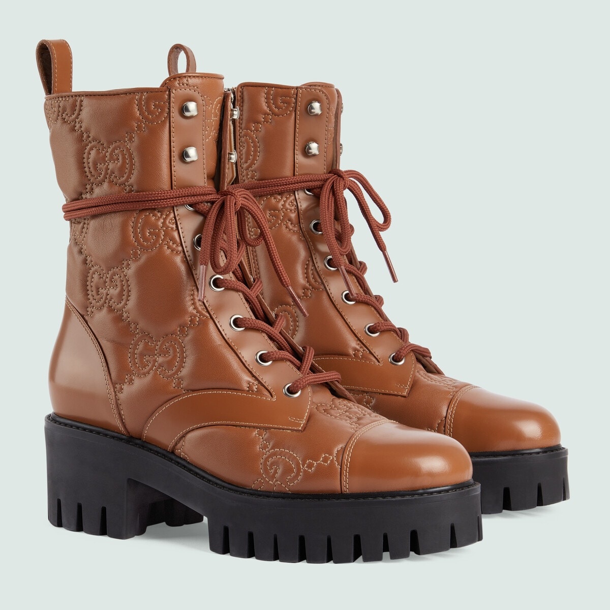 Women's GG quilted lace-up boot - 2