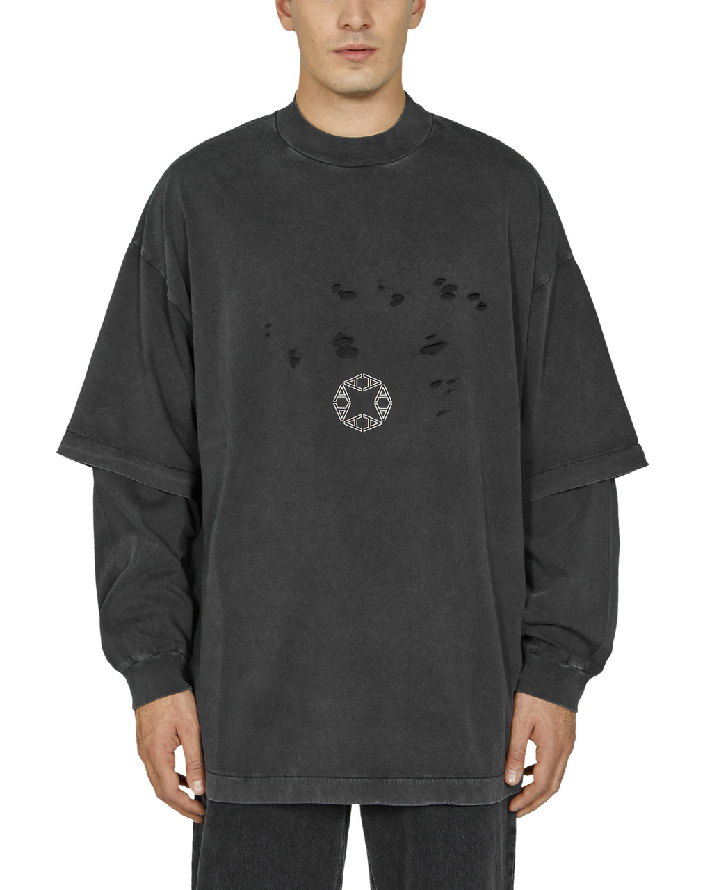 DOUBLE SLEEVE LASER CUT LOGO T-SHIRT - 2