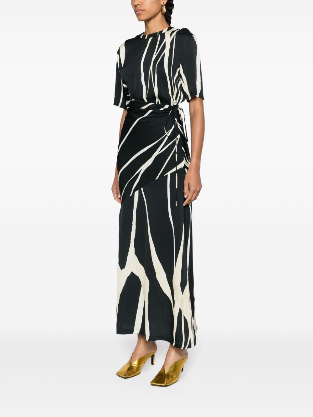 striped crepe midi dress - 3