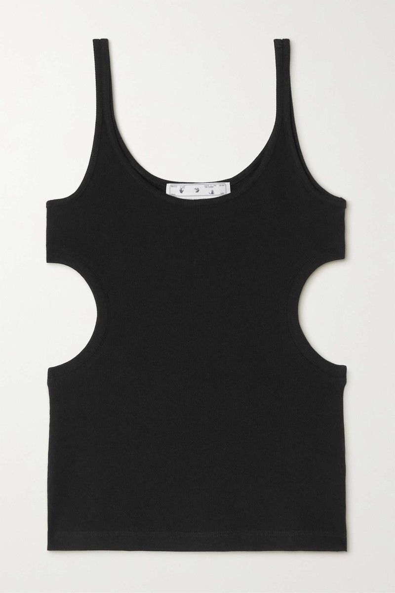 Cutout ribbed stretch-cotton jersey tank - 1