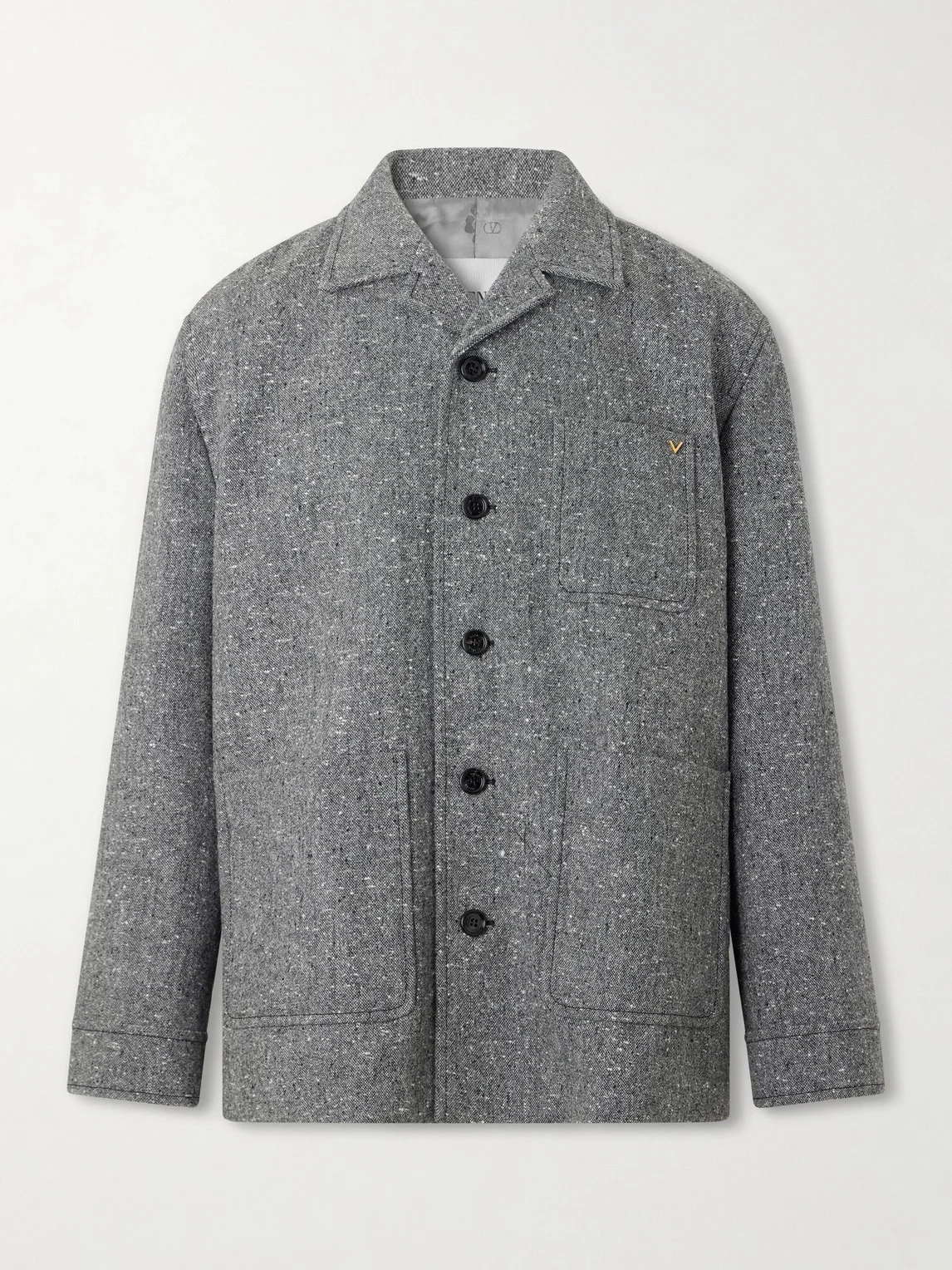 VLogo-Embellished Mélange Virgin Wool Blouson Jacket - 1