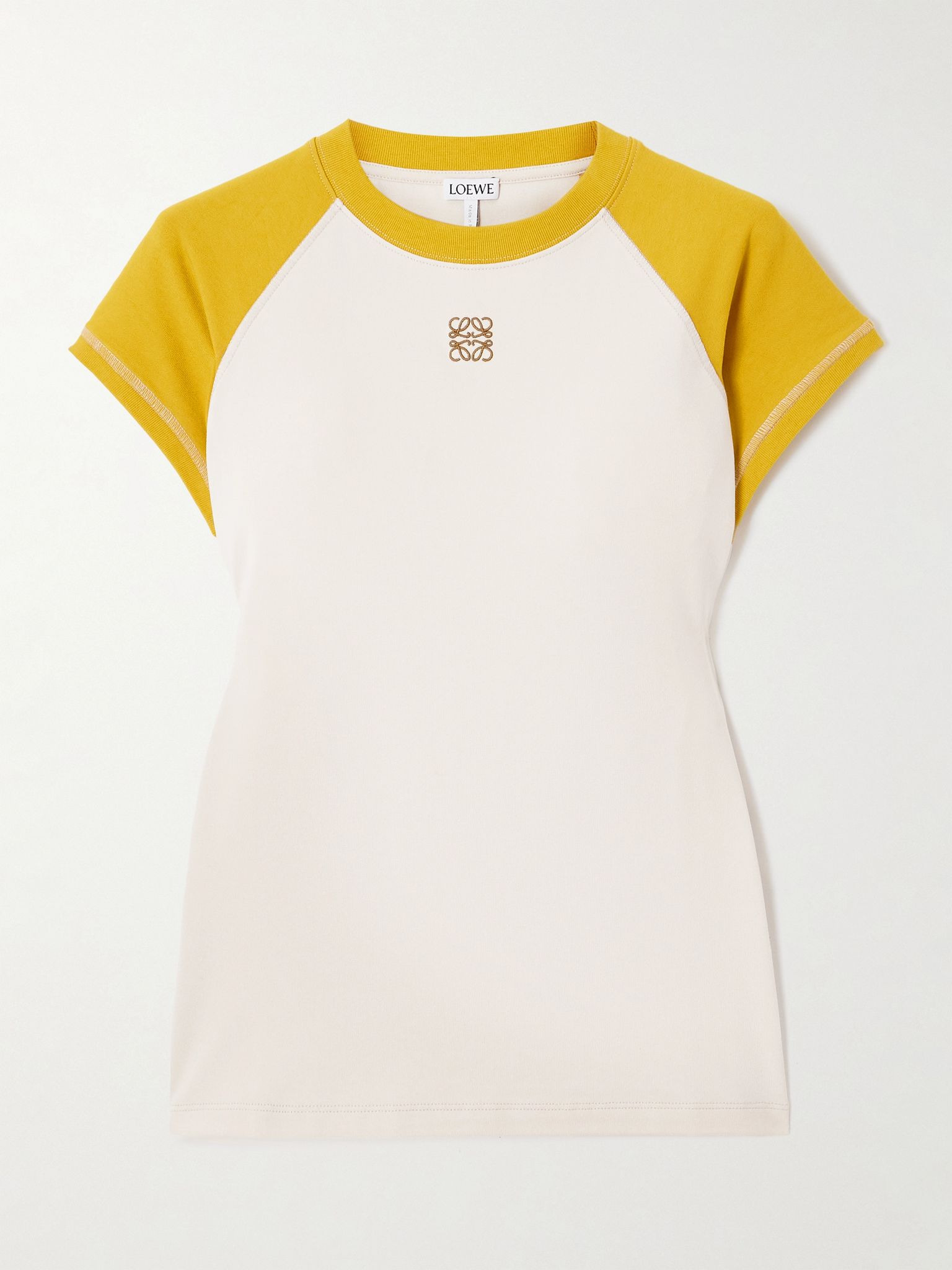 Anagram embroidered two-tone cotton-blend jersey T-shirt White - 1