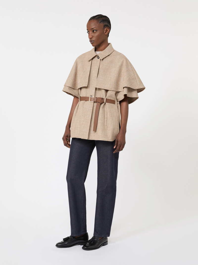FAVETTA Glen plaid cotton cloak - TOBACCO 2