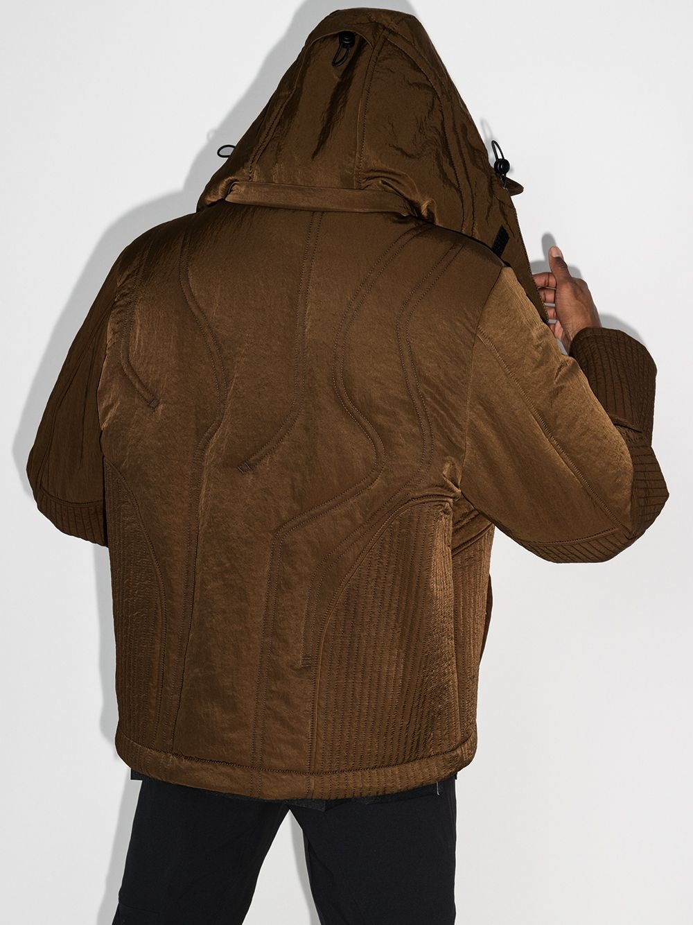 detachable-hood quilted jacket - 3