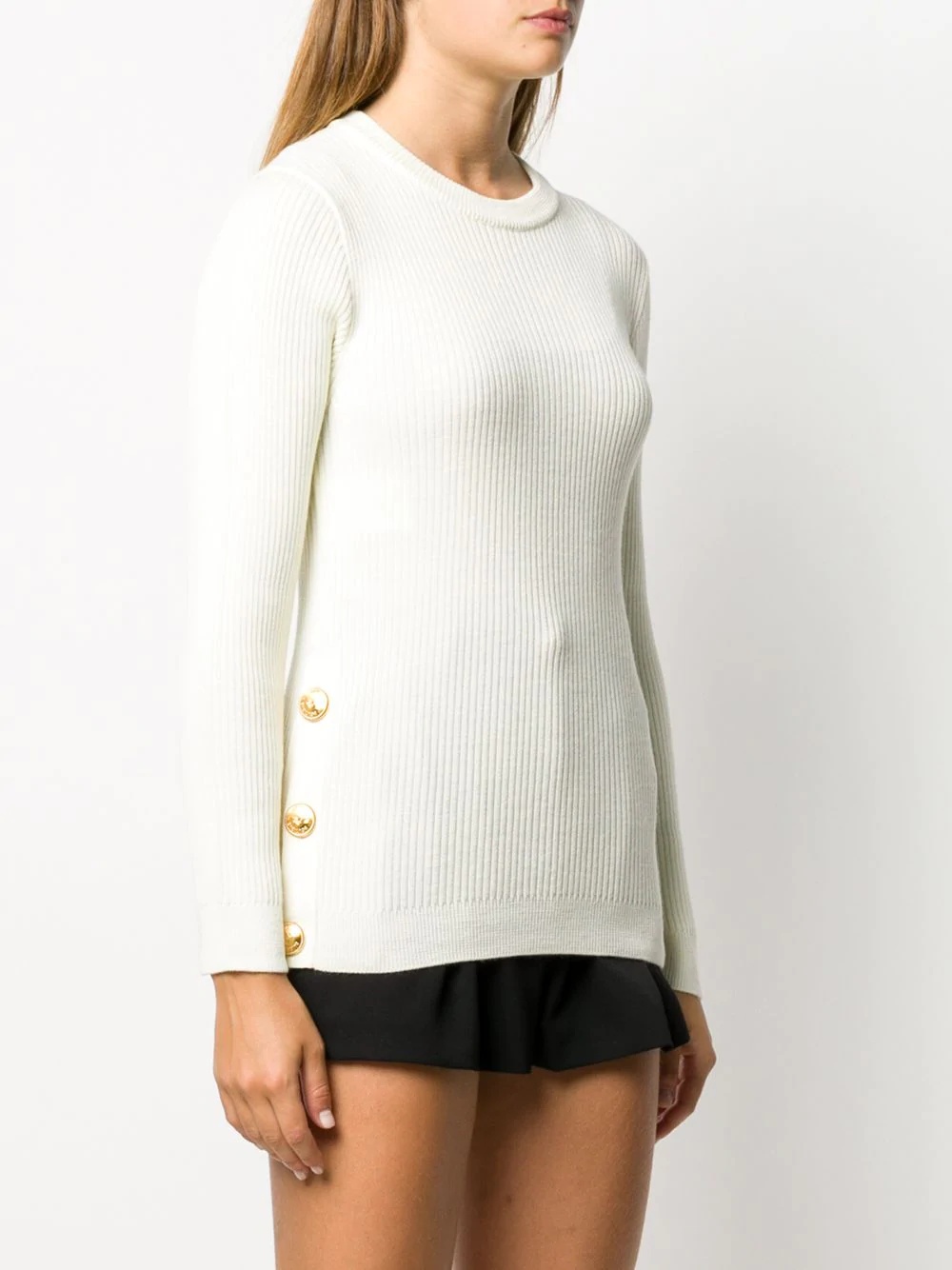 ribbed knit side-slit jumper - 3