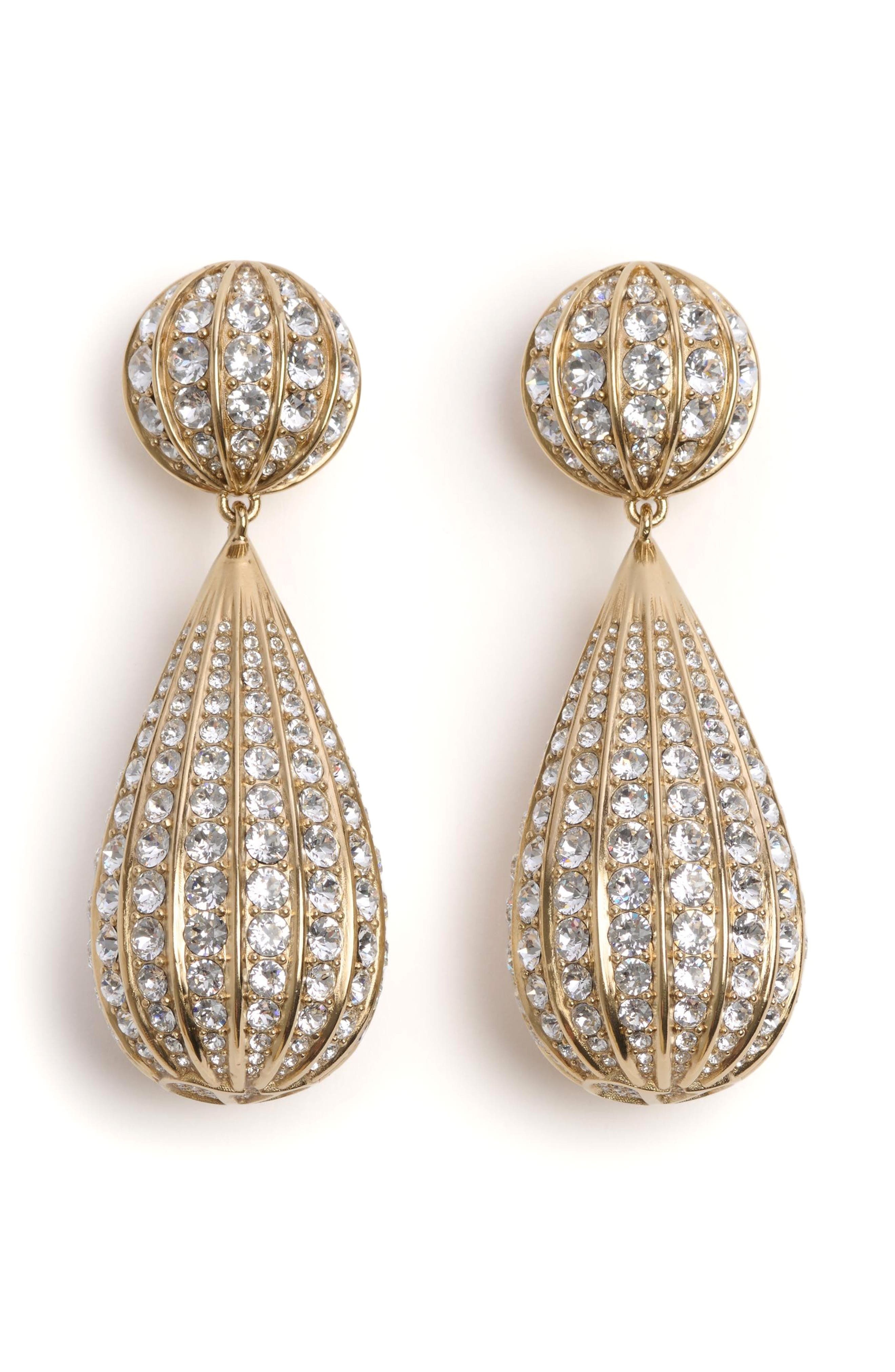 Valentino Garavani Pavé Drop Earrings in Gold at Nordstrom - 1