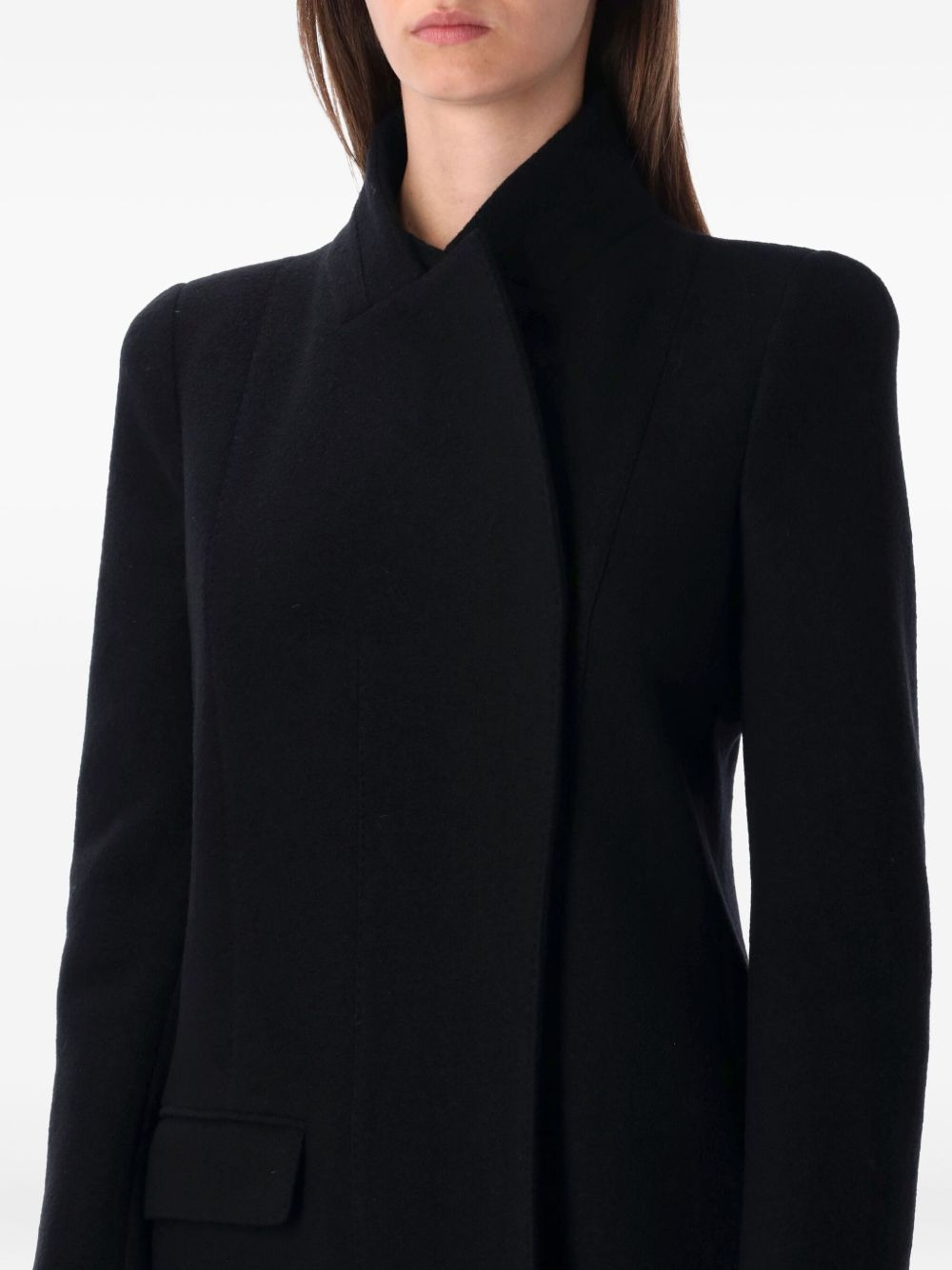 concealed-fastening virgin-wool coat - 3