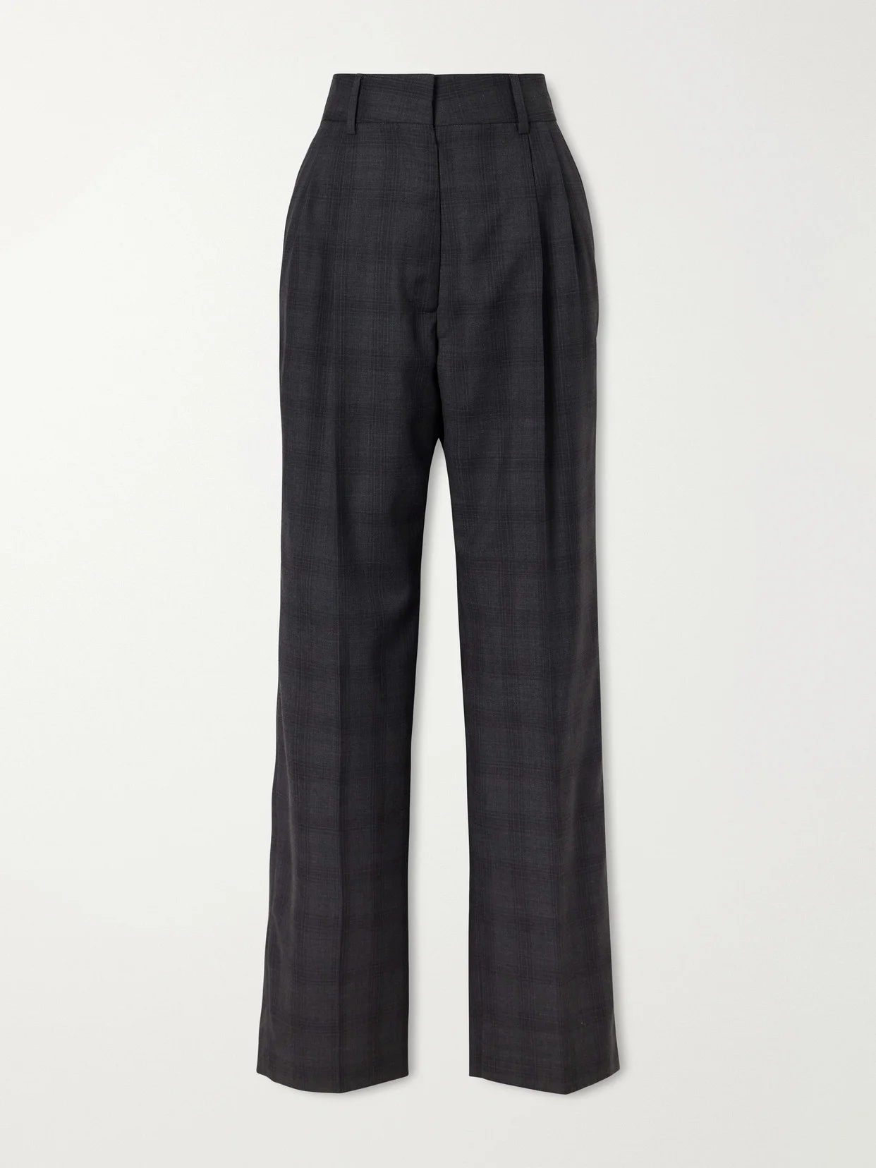 Fox Checked Wool Straight-leg Pants - 1