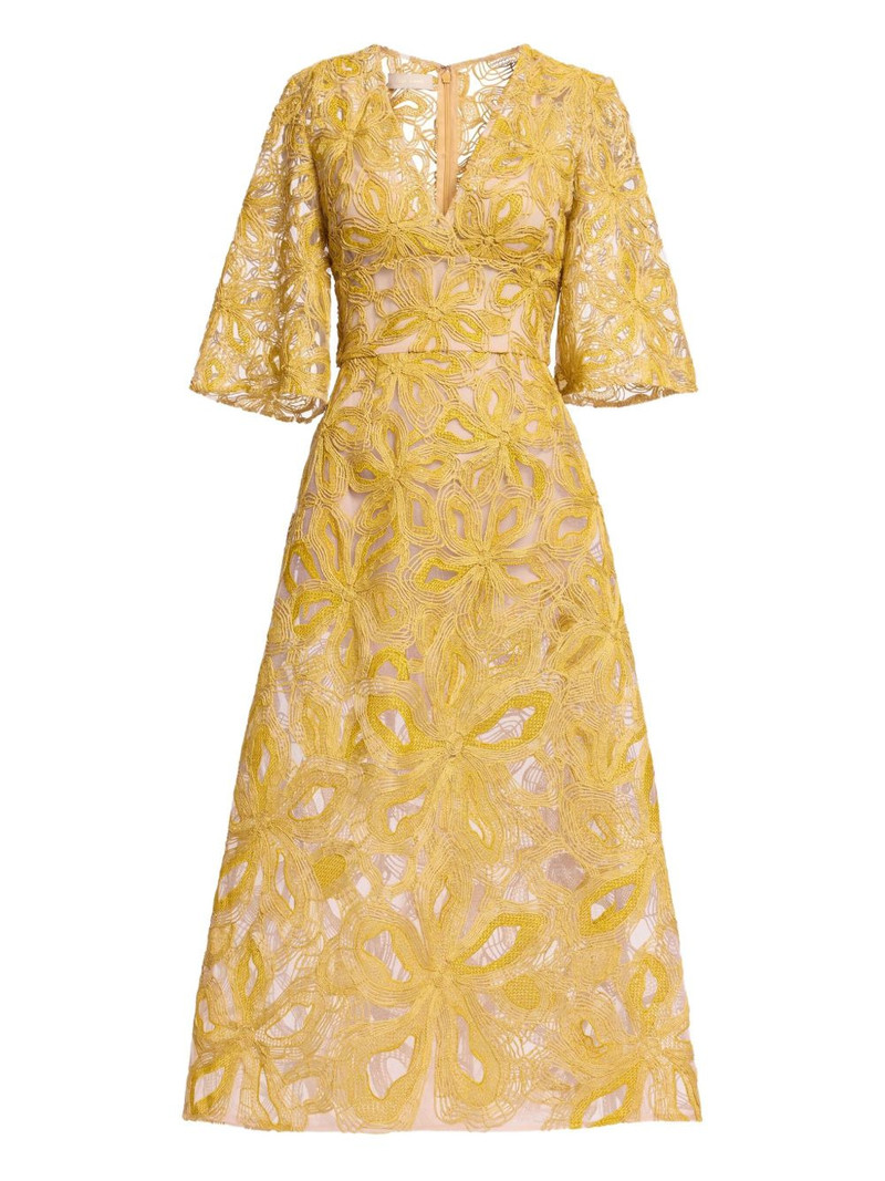 floral-embroidered midi dress 1