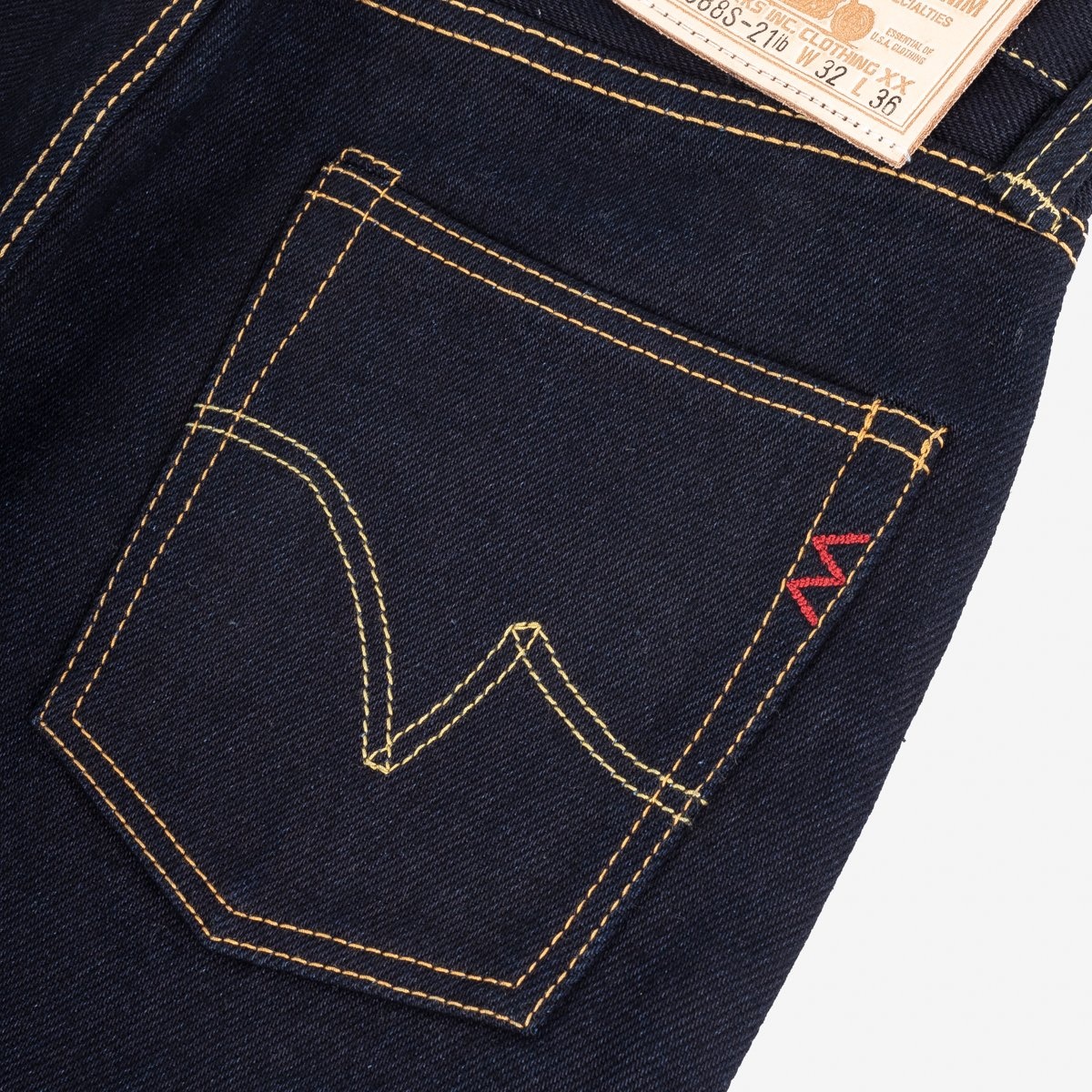 IH-888S-21ib 21oz Selvedge Denim Medium/High Rise Tapered Cut Jeans - Indigo/Black - 12